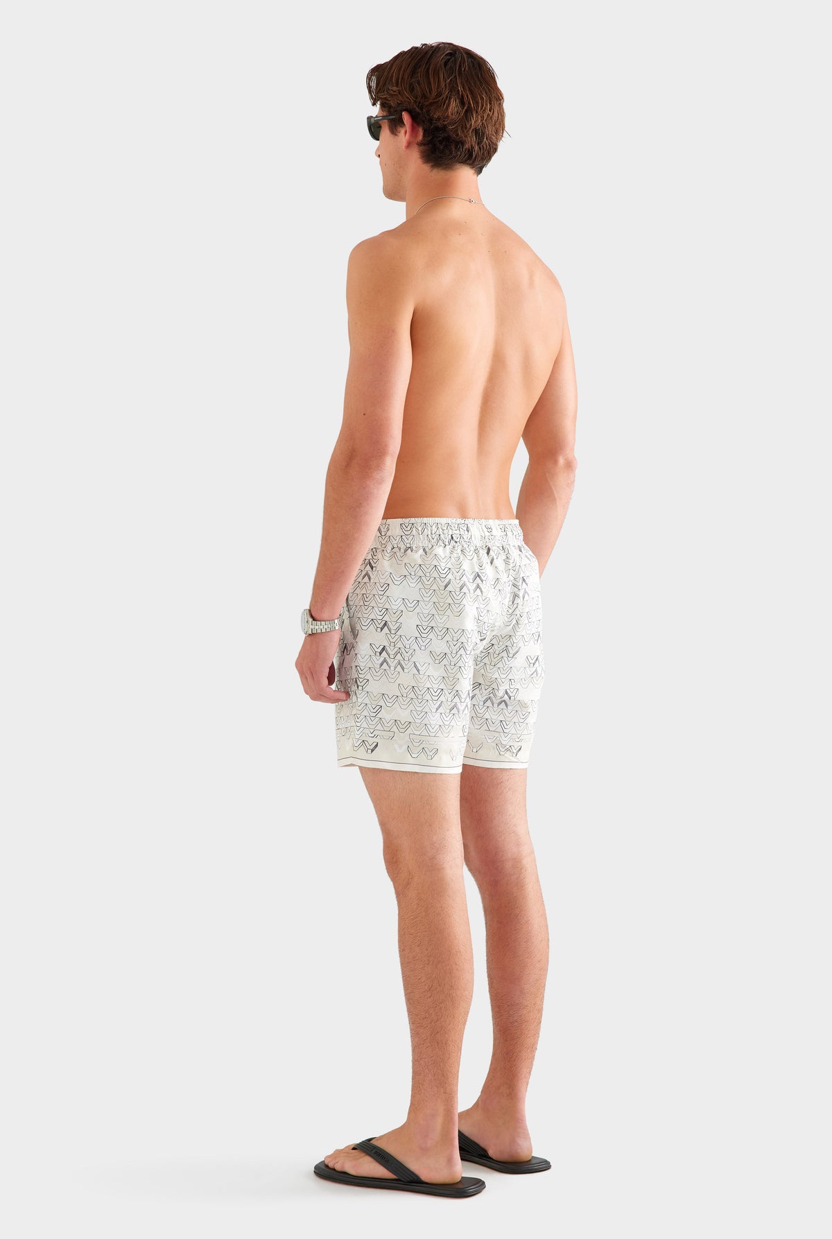 Printed Swim Short - Beige Sketched V Monogram [[AU_MEDIA:gid://shopify/MediaImage/27759702704215]]