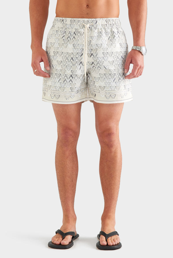 Printed Swim Short - Beige Sketched V Monogram [[AU_MEDIA:gid://shopify/MediaImage/27759703359575]]