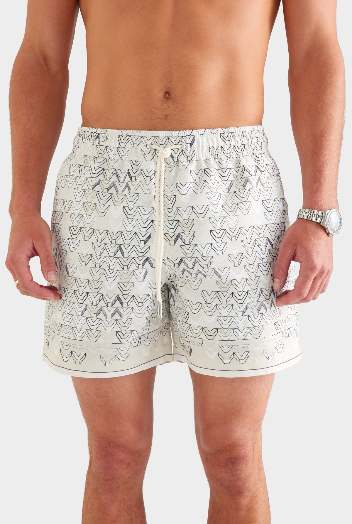 Printed Swim Short - Beige Sketched V Monogram [[AU_MEDIA:gid://shopify/MediaImage/27759703982167]]