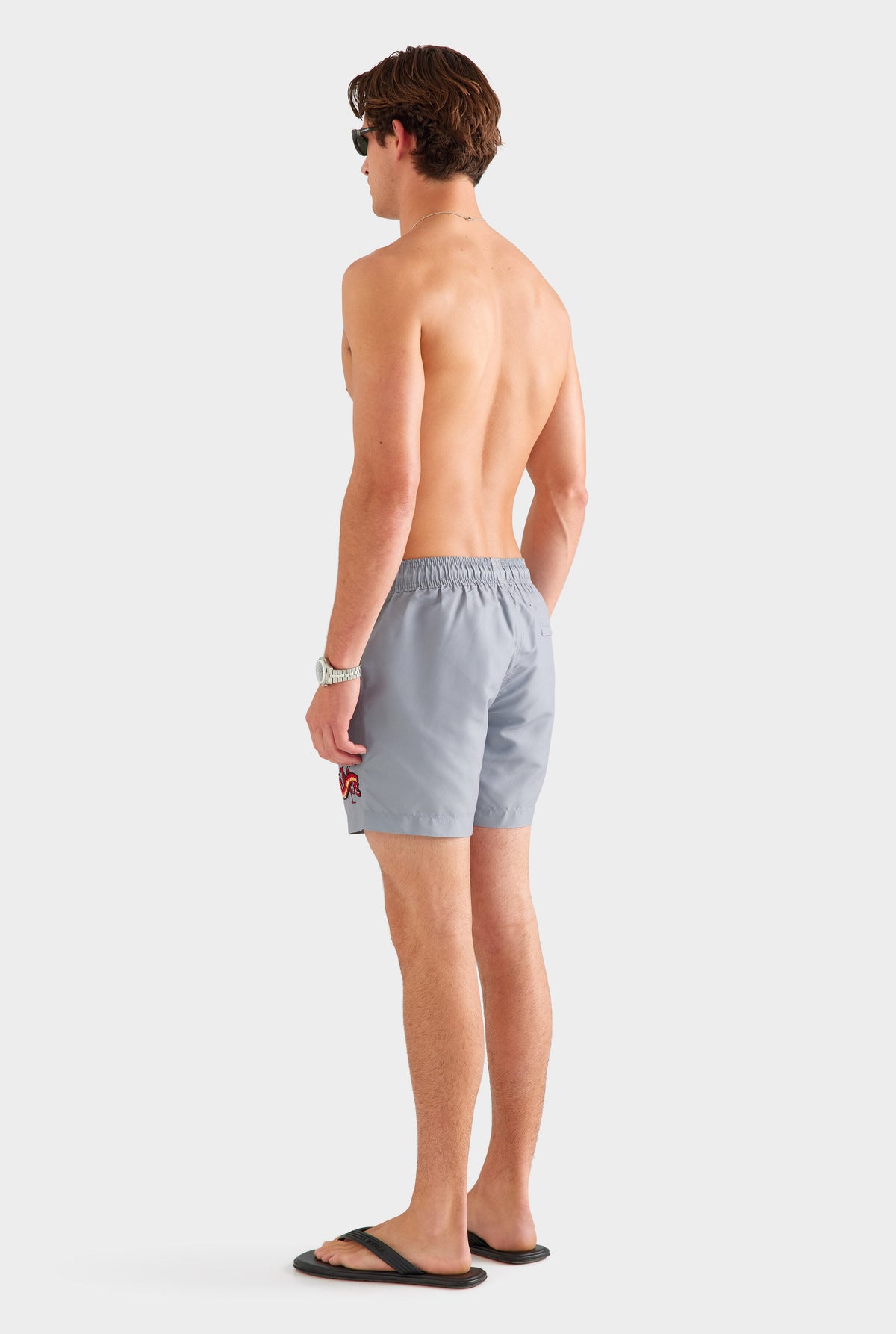 Printed Swim Short - Washed Grey/Barcelona Dragon [[AU_MEDIA:gid://shopify/MediaImage/27759705423959]]