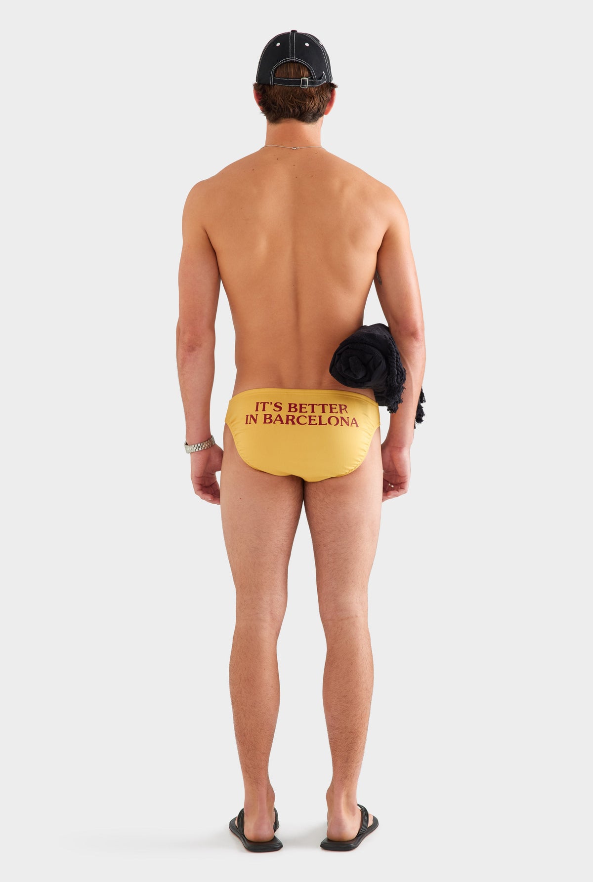 Tape Trim Swim Brief - Ochre/Red [[AU_MEDIA:gid://shopify/MediaImage/27759715254359]]