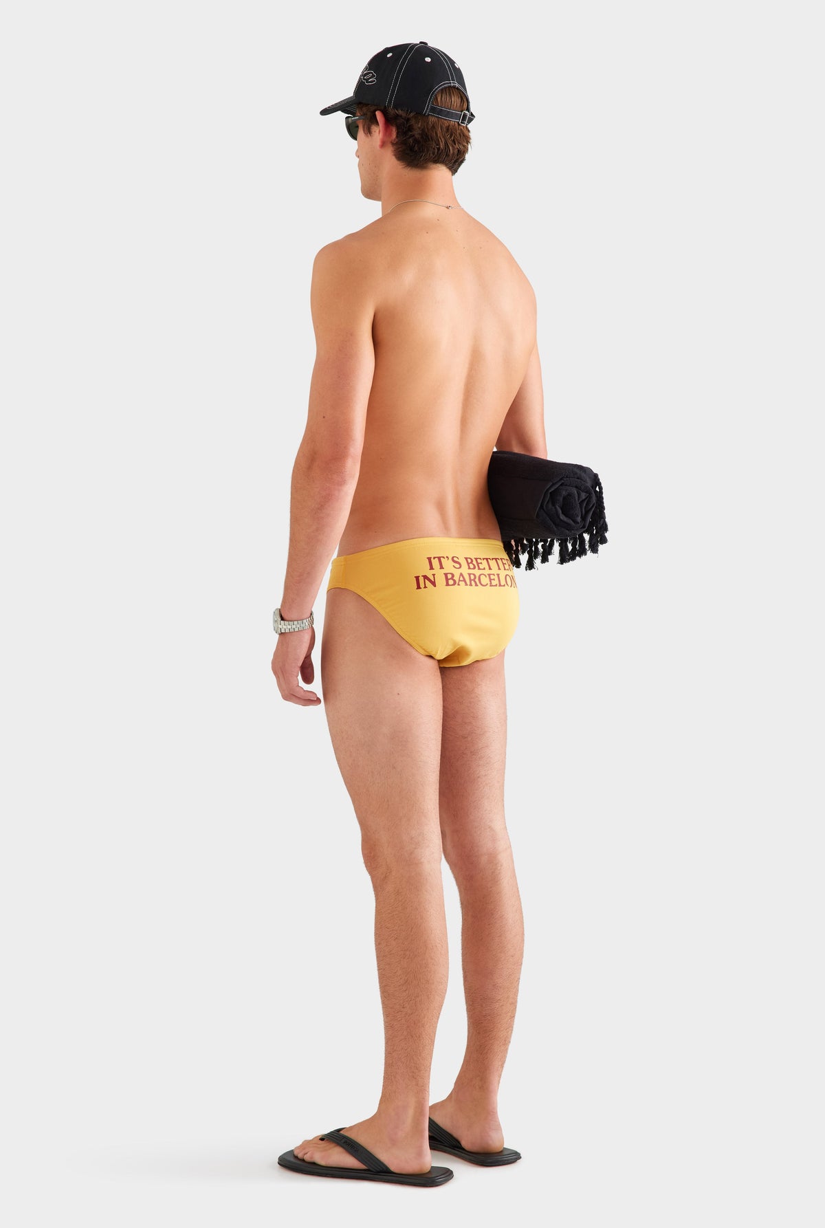 Tape Trim Swim Brief - Ochre/Red [[AU_MEDIA:gid://shopify/MediaImage/27759710437463]]