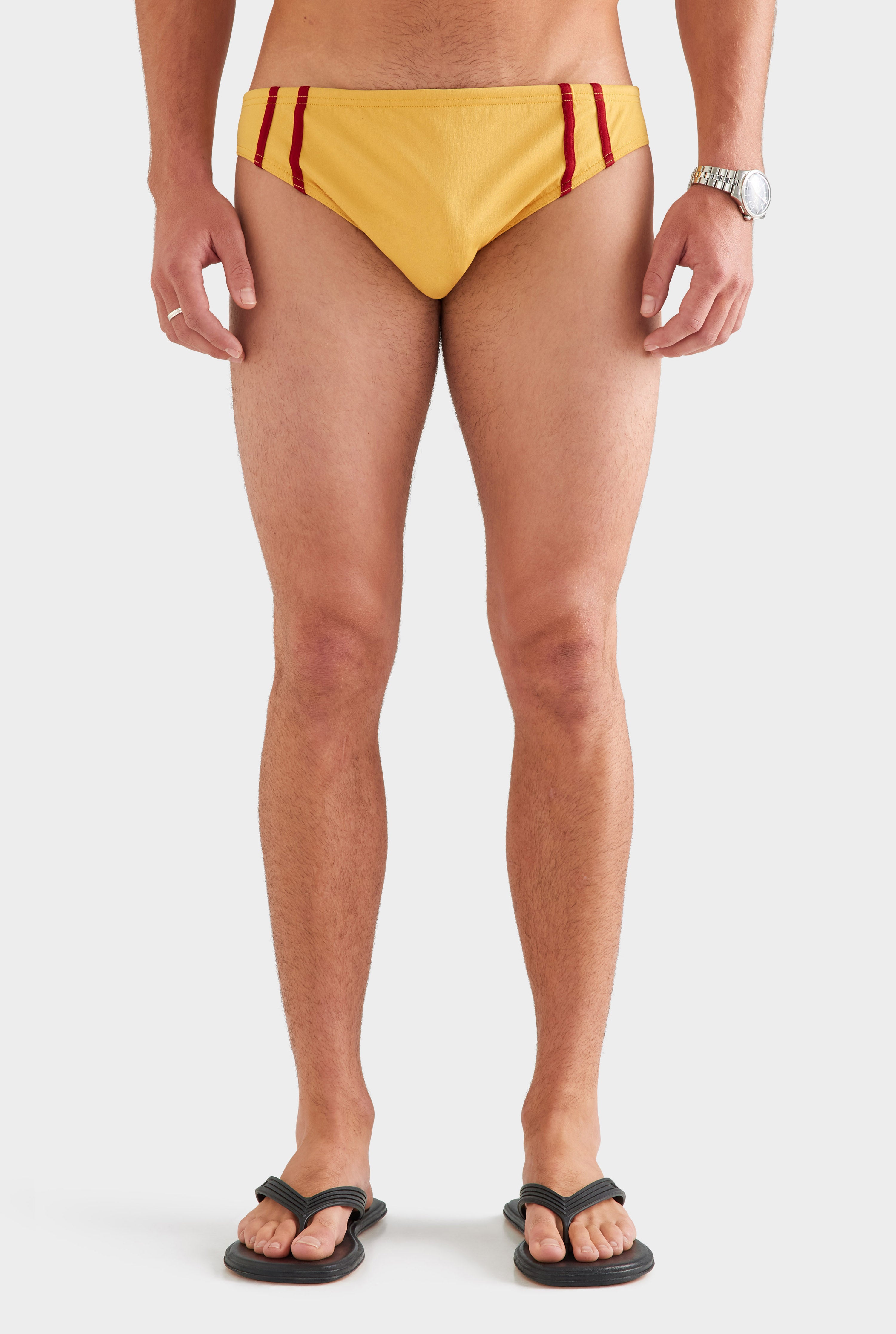 Tape Trim Swim Brief - Ochre/Red