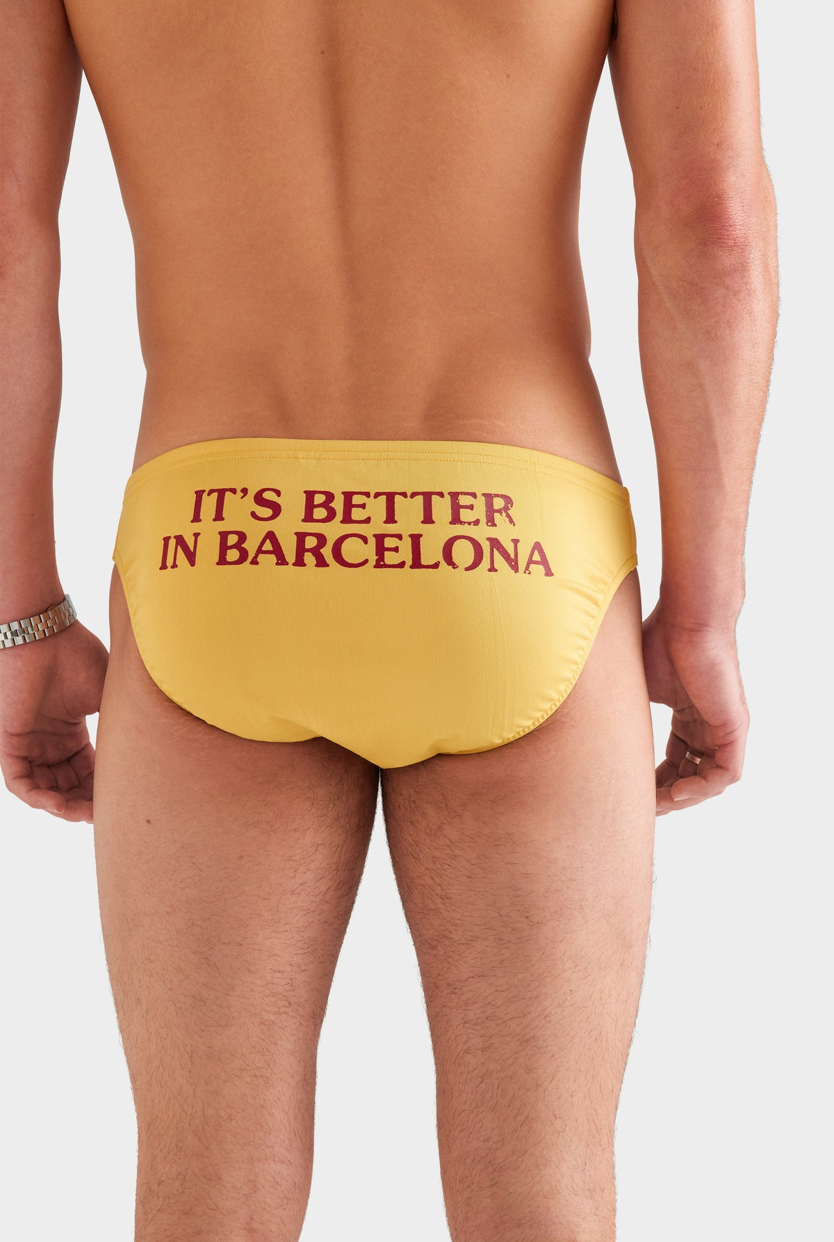 Tape Trim Swim Brief - Ochre/Red [[AU_MEDIA:gid://shopify/MediaImage/27759715942487]]