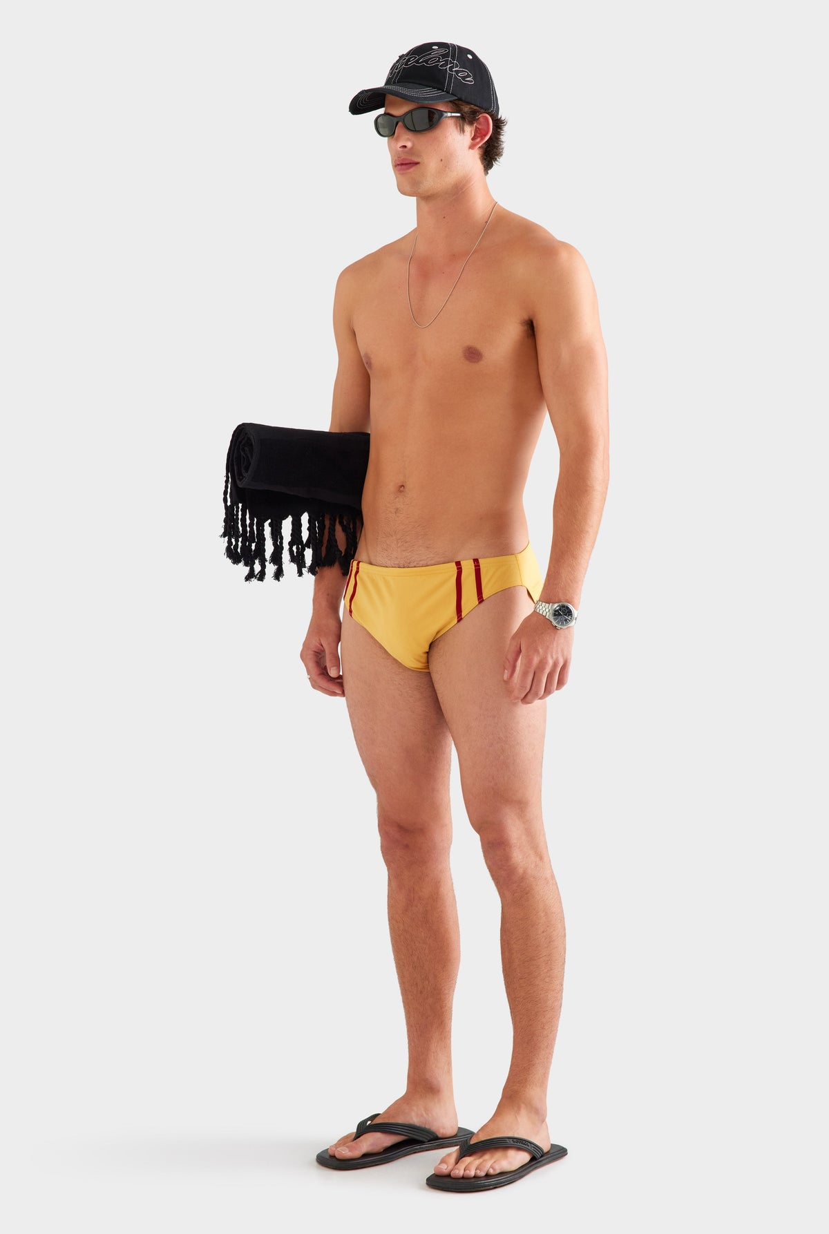 Tape Trim Swim Brief - Ochre/Red [[AU_MEDIA:gid://shopify/MediaImage/27759713910871]]