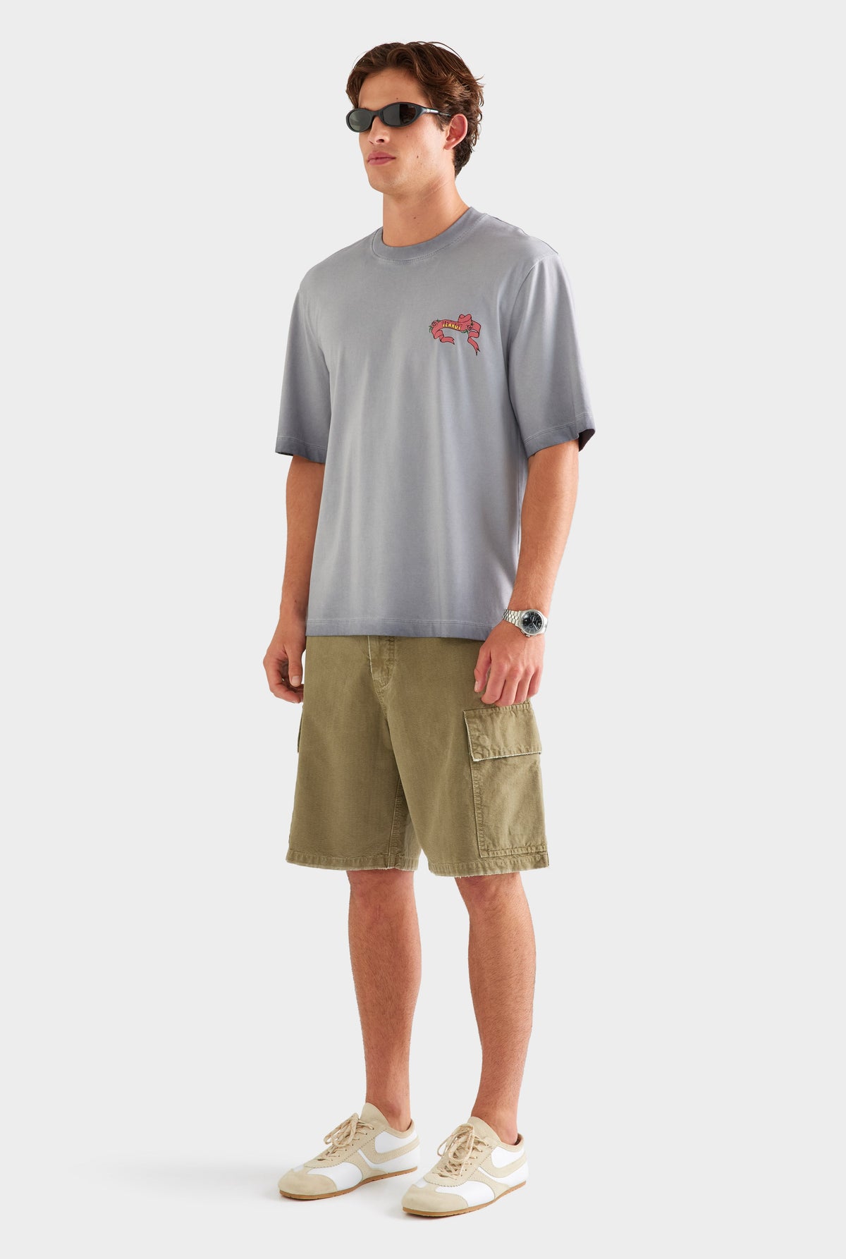 Pigment Dyed Oversized Cotton T Shirt - Washed Grey/Diada de Sant Jordi [[AU_MEDIA:gid://shopify/MediaImage/27759724724311]]