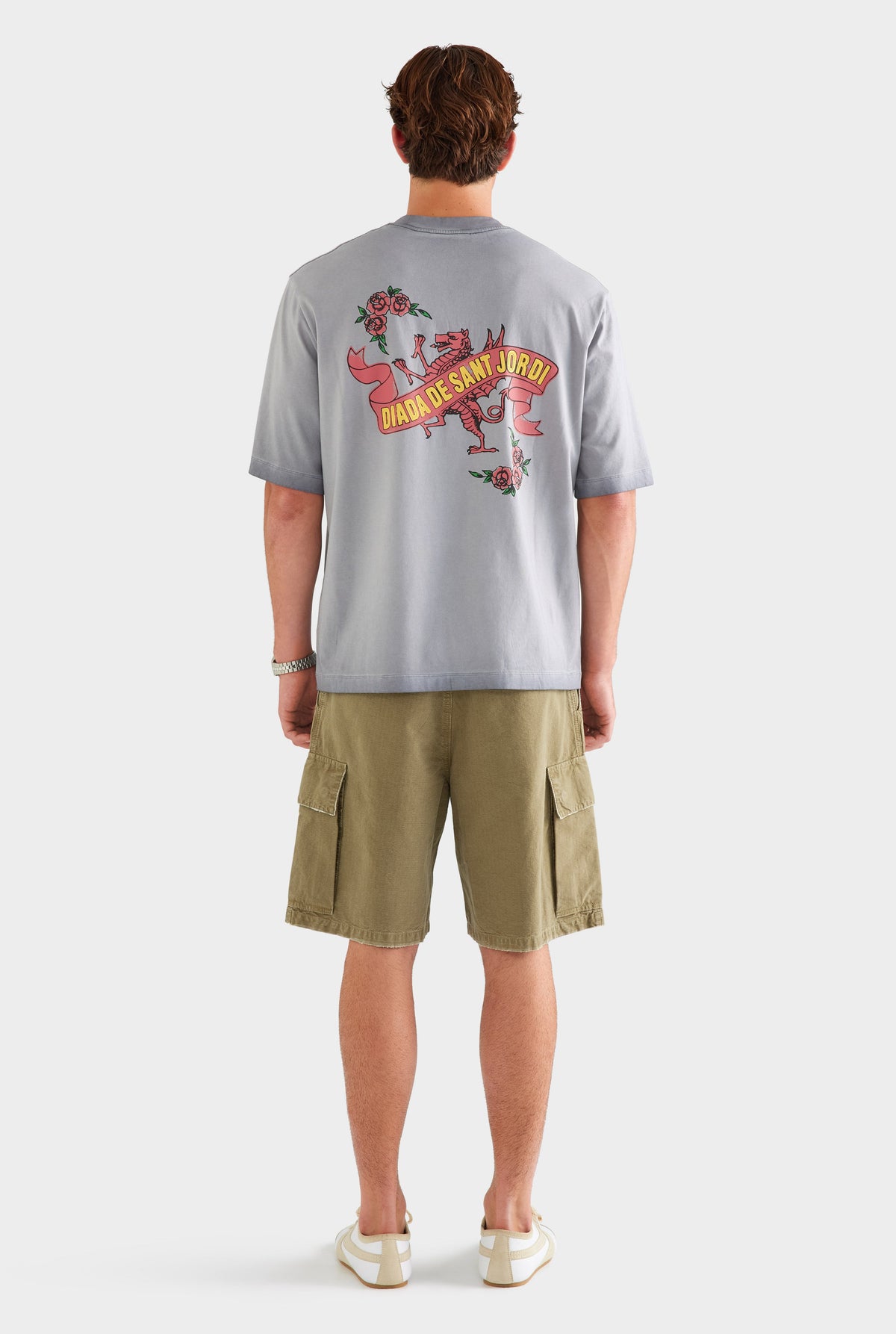 Pigment Dyed Oversized Cotton T Shirt - Washed Grey/Diada de Sant Jordi [[AU_MEDIA:gid://shopify/MediaImage/27759725019223]]