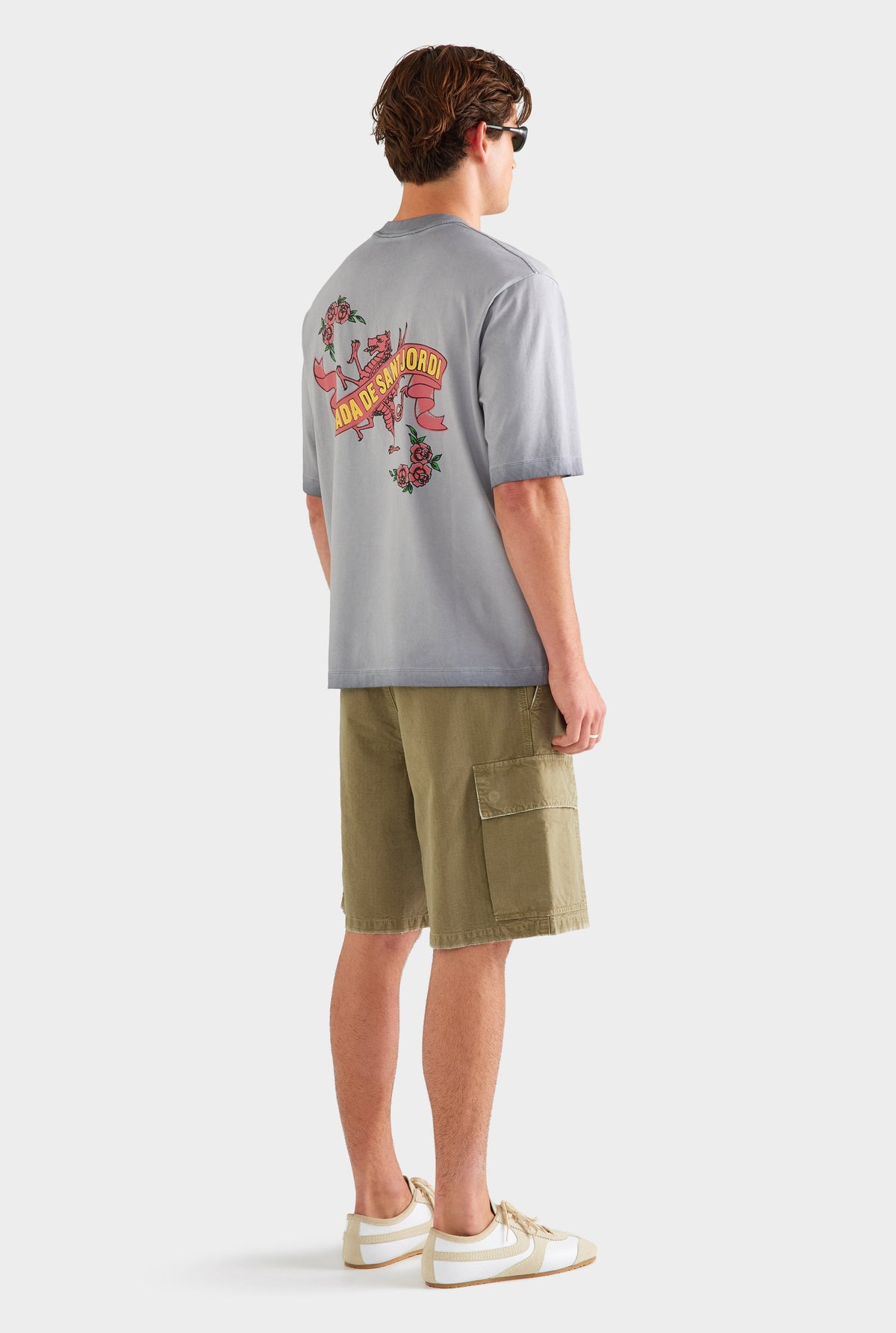 Pigment Dyed Oversized Cotton T Shirt - Washed Grey/Diada de Sant Jordi [[AU_MEDIA:gid://shopify/MediaImage/27759725051991]]