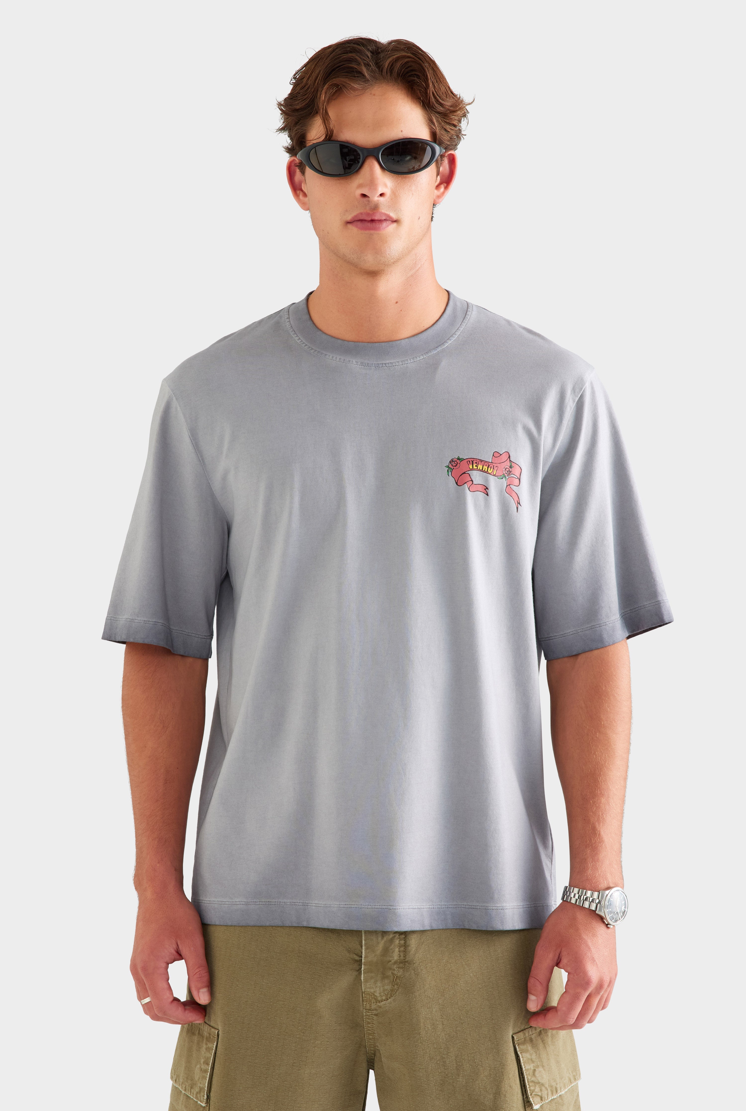 Pigment Dyed Oversized Cotton T Shirt - Washed Grey/Diada de Sant Jordi [[AU_MEDIA:gid://shopify/MediaImage/27759724298327]]