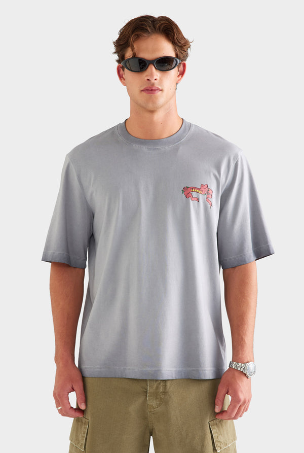 Pigment Dyed Oversized Cotton T Shirt - Washed Grey/Diada de Sant Jordi [[AU_MEDIA:gid://shopify/MediaImage/27759724298327]]