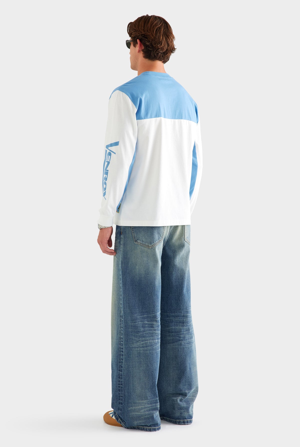 Panelled Long Sleeve T Shirt - White/Blue [[AU_MEDIA:gid://shopify/MediaImage/27759743631447]]