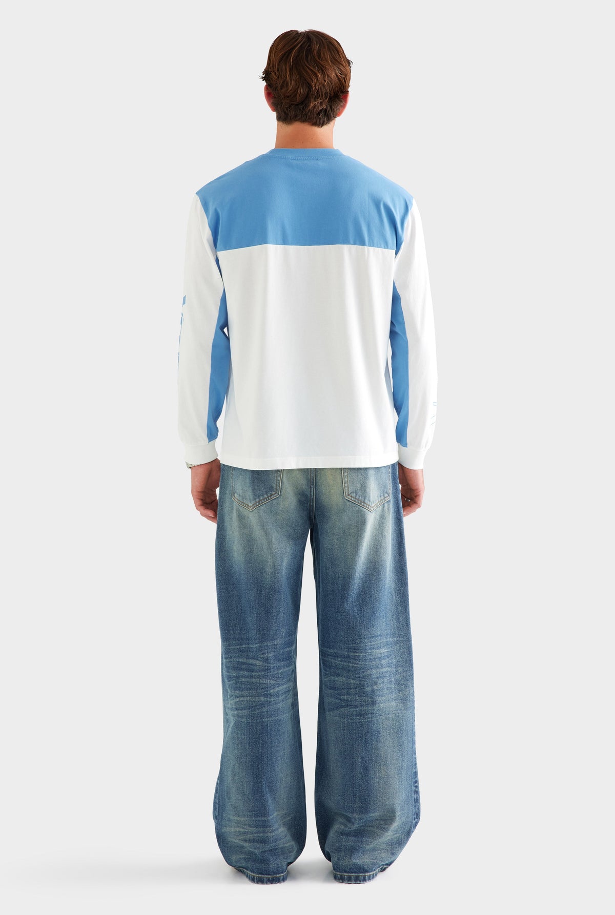 Panelled Long Sleeve T Shirt - White/Blue [[AU_MEDIA:gid://shopify/MediaImage/27759744122967]]