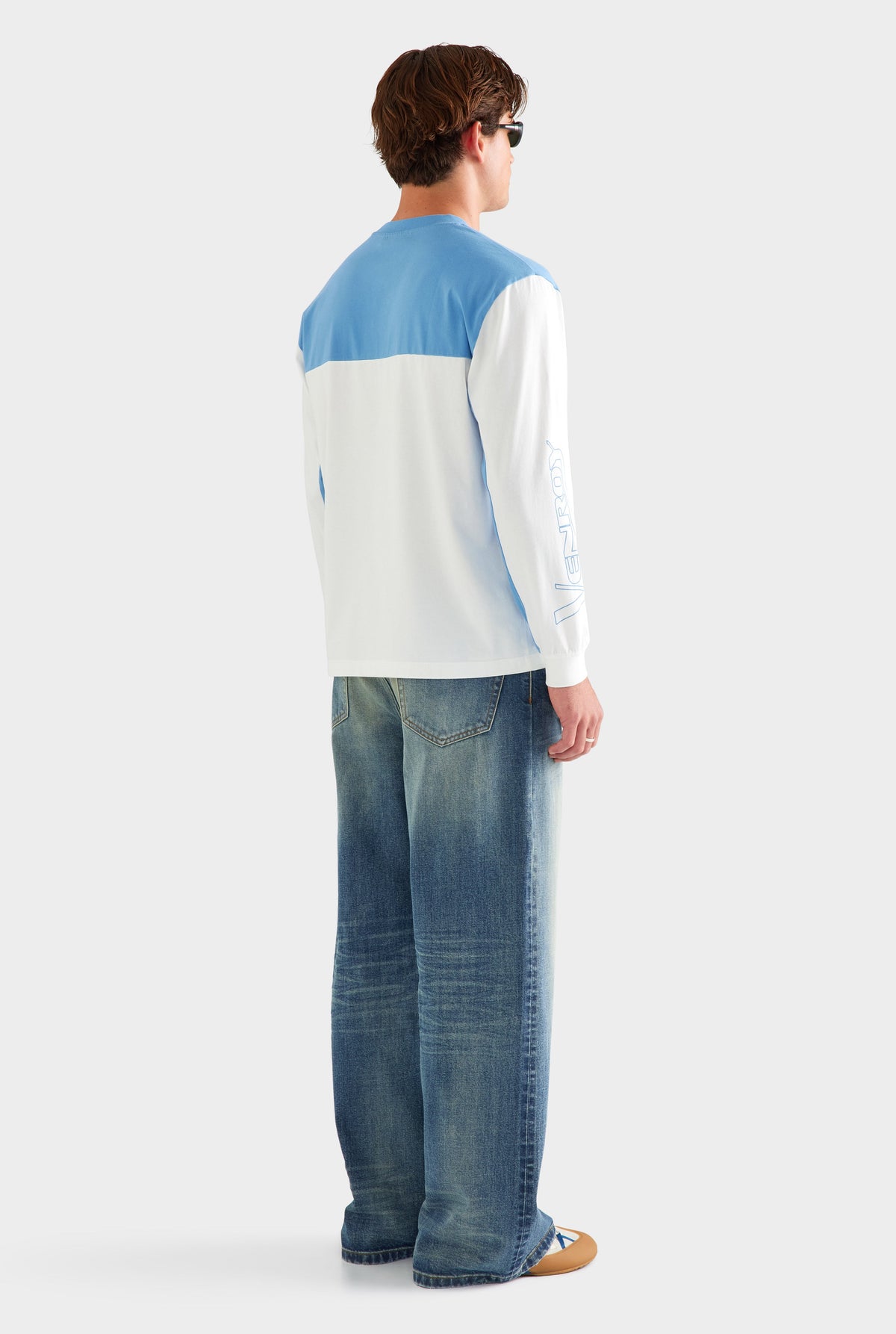 Panelled Long Sleeve T Shirt - White/Blue [[AU_MEDIA:gid://shopify/MediaImage/27759742845015]]