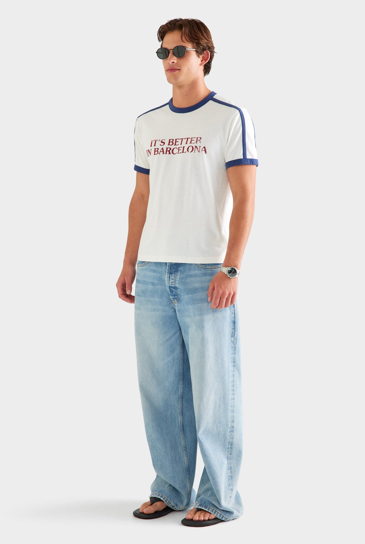 Cotton Slub Ringer T Shirt - White/Navy [[AU_MEDIA:gid://shopify/MediaImage/27759747989591]]