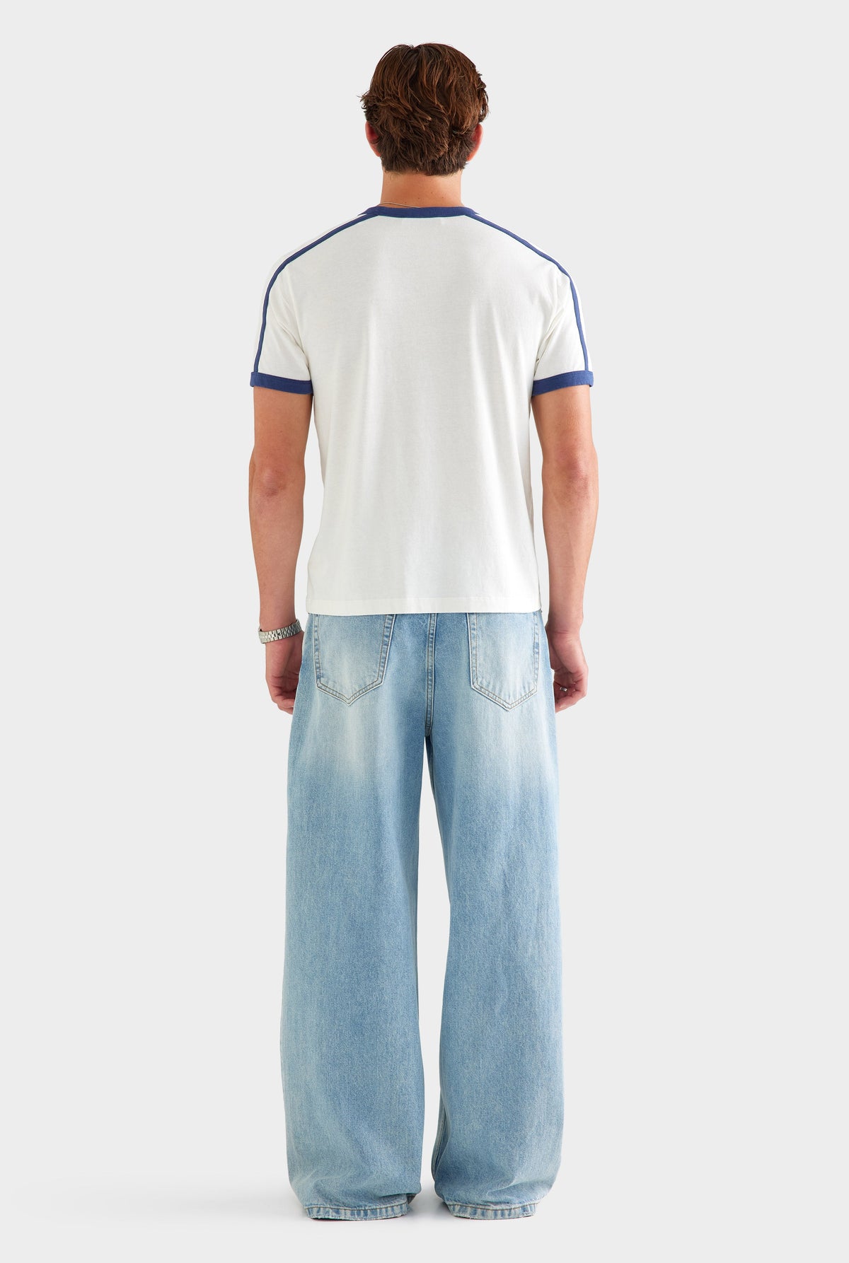 Cotton Slub Ringer T Shirt - White/Navy [[AU_MEDIA:gid://shopify/MediaImage/27759747268695]]