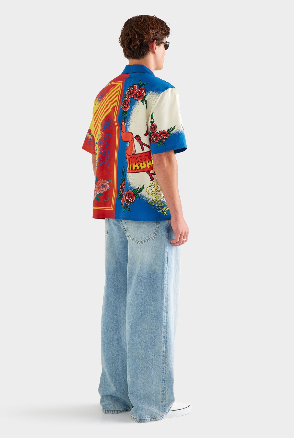 Short Sleeve Wool Silk Camp Collar Shirt - Diada de Sant Jordi [[AU_MEDIA:gid://shopify/MediaImage/27759759654999]]