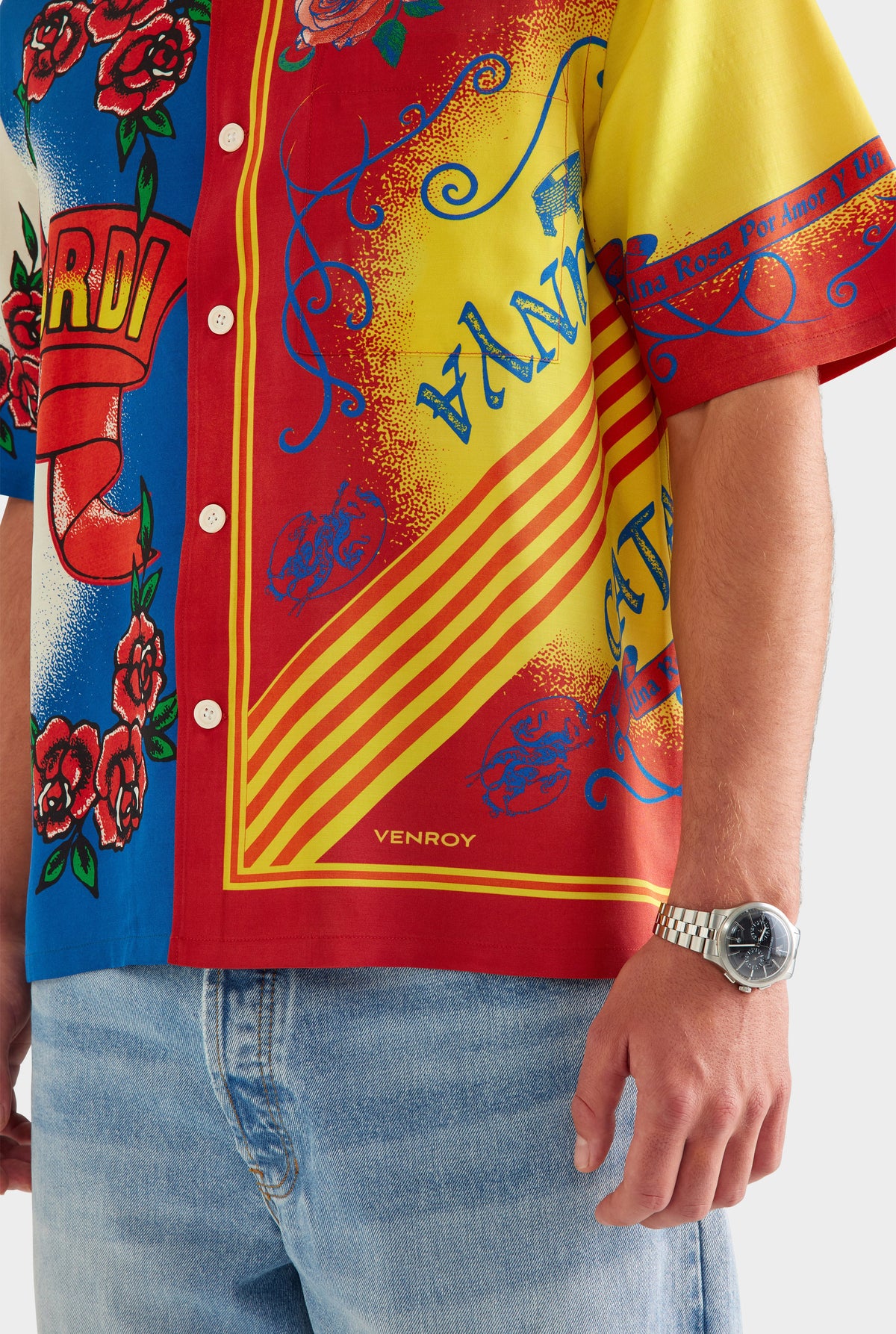 Short Sleeve Wool Silk Camp Collar Shirt - Diada de Sant Jordi [[AU_MEDIA:gid://shopify/MediaImage/27759757787223]]