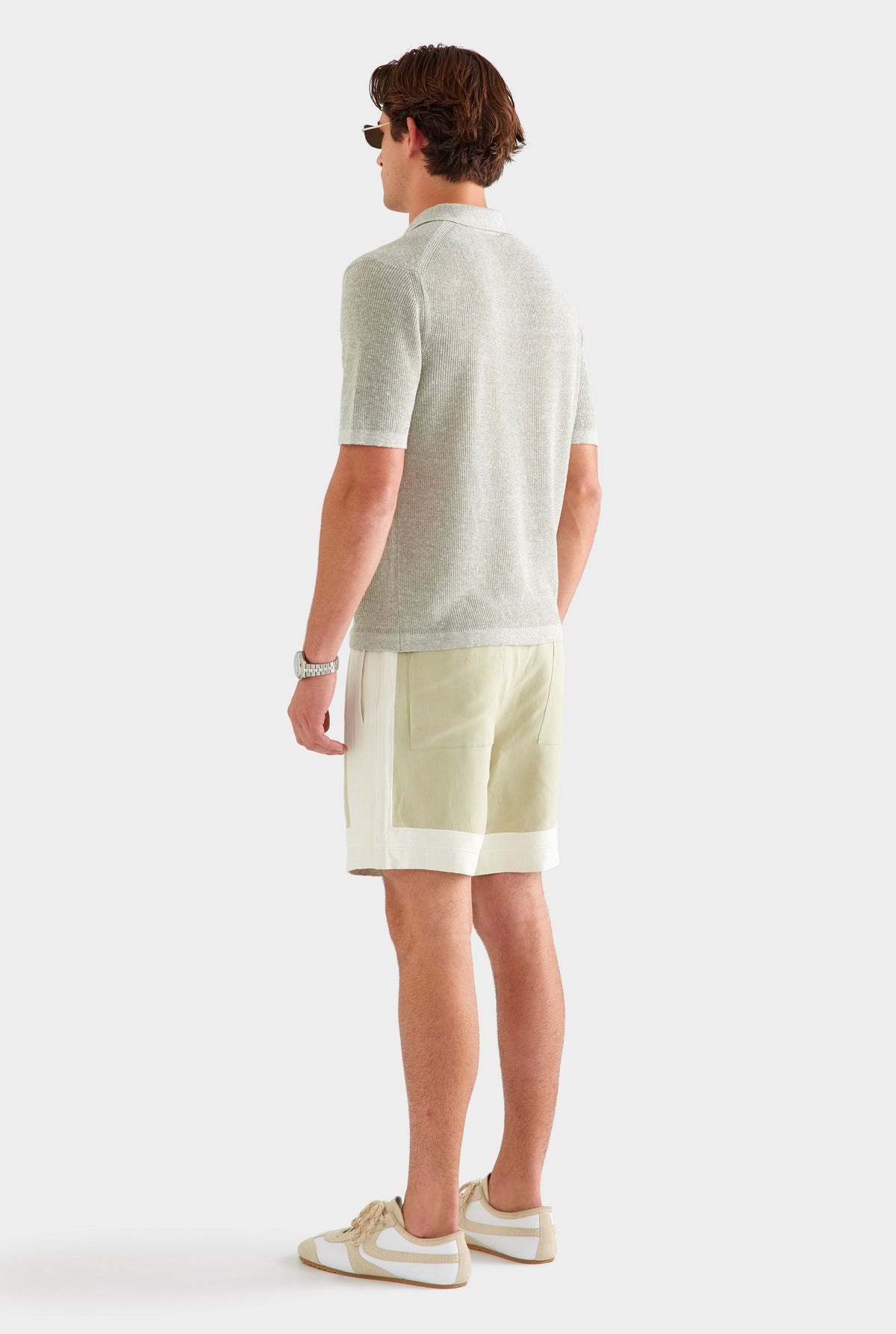 Rib Knit Open Neck Polo - Sage Marl [[AU_MEDIA:gid://shopify/MediaImage/27759769944151]]
