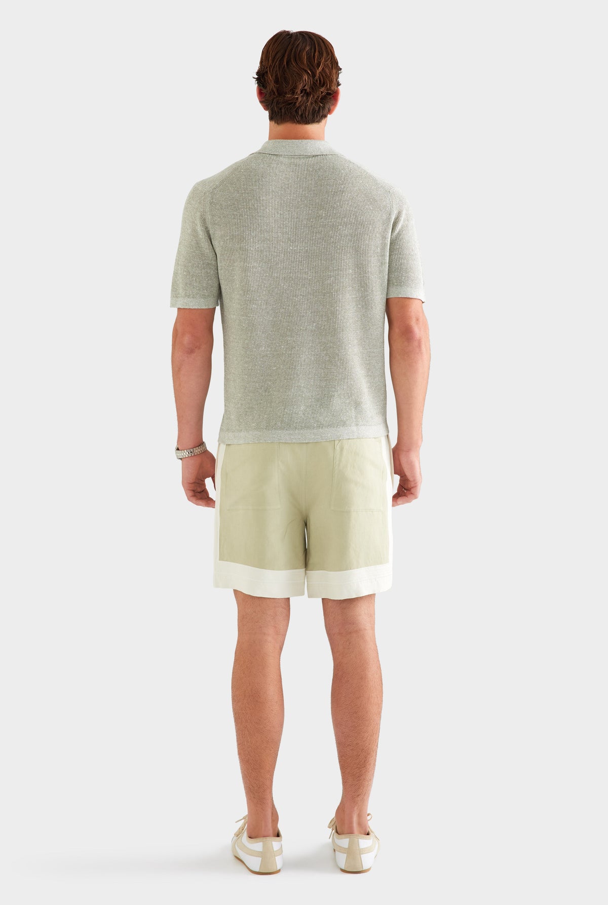 Rib Knit Open Neck Polo - Sage Marl [[AU_MEDIA:gid://shopify/MediaImage/27759770861655]]