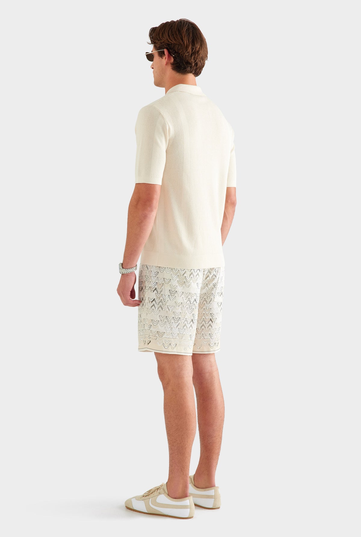 Cotton Pointelle Stripe Polo - Oat [[AU_MEDIA:gid://shopify/MediaImage/27759772139607]]