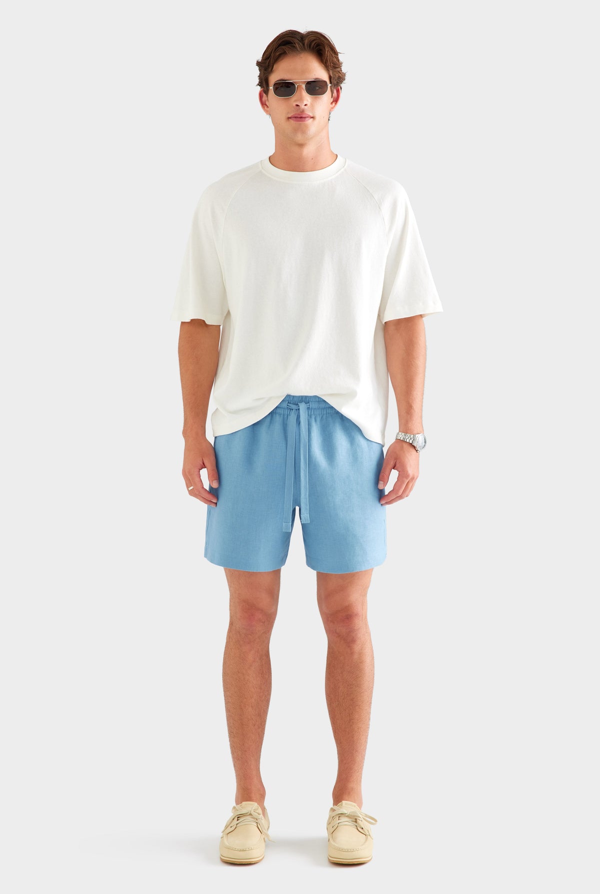 Linen Lounge Short - Ocean Blue [[AU_MEDIA:gid://shopify/MediaImage/27759797403735]]