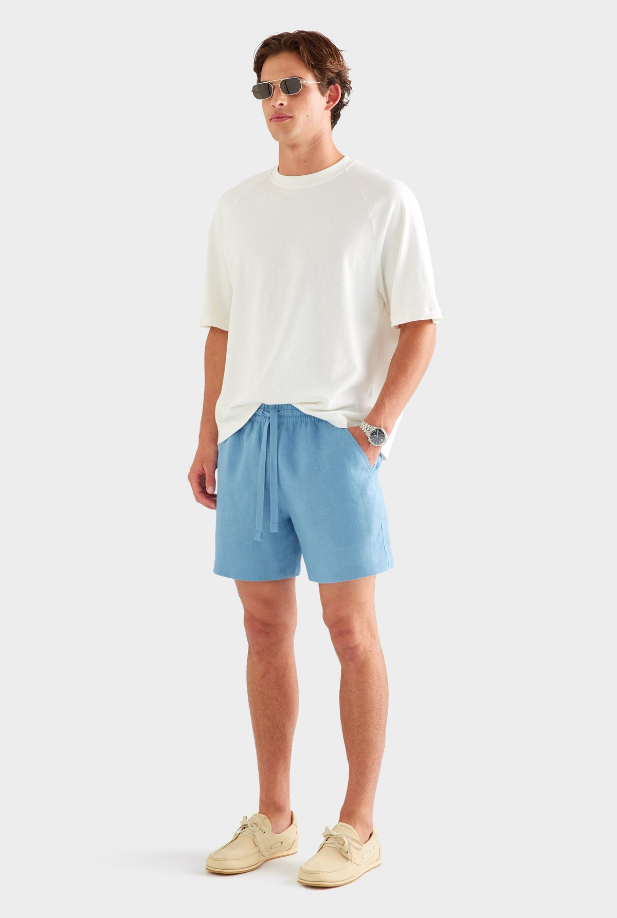 Linen Lounge Short - Ocean Blue [[AU_MEDIA:gid://shopify/MediaImage/27759797731415]]