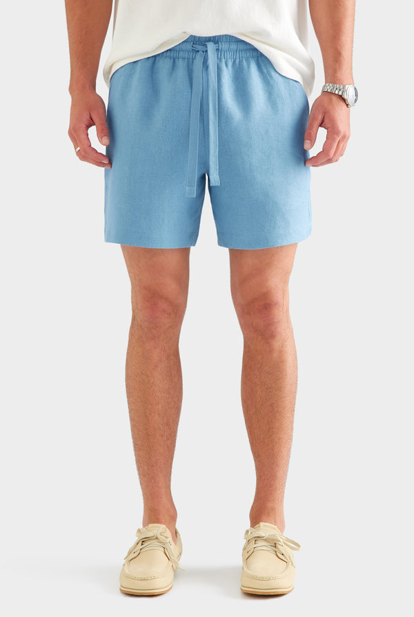 Linen Lounge Short - Ocean Blue [[AU_MEDIA:gid://shopify/MediaImage/27759800123479]]