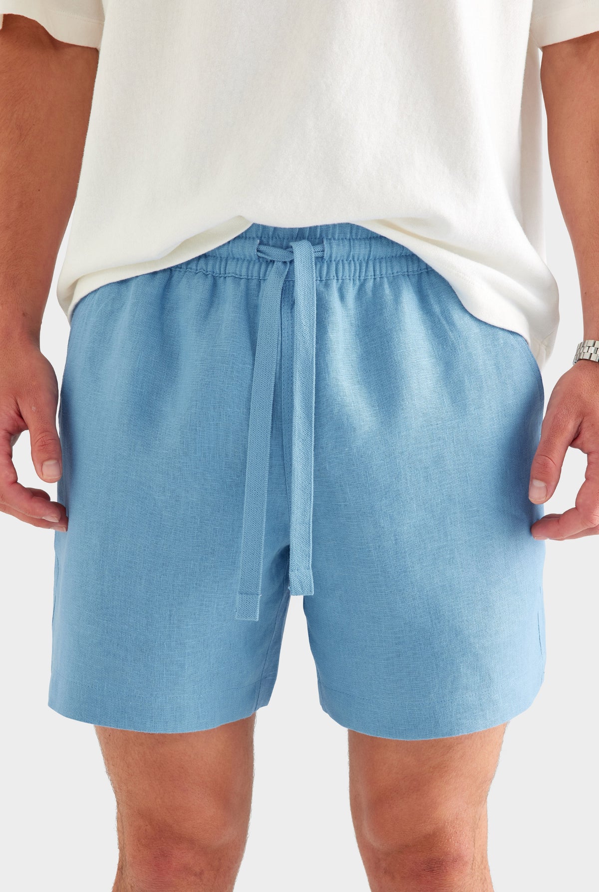 Linen Lounge Short - Ocean Blue [[AU_MEDIA:gid://shopify/MediaImage/27759800320087]]