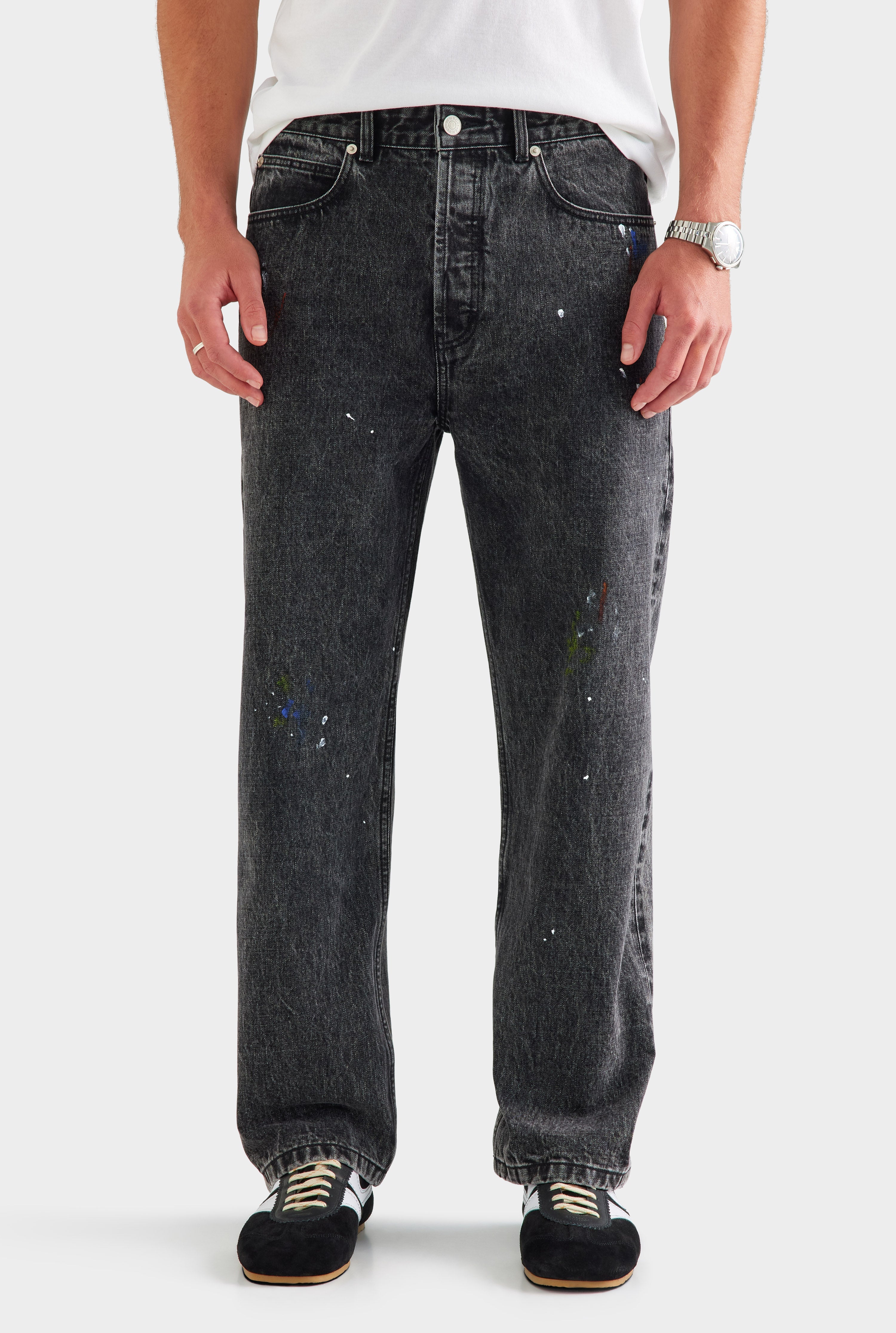 Straight Leg Denim Jean - Black Paint [[AU_MEDIA:gid://shopify/MediaImage/27759819161687]]