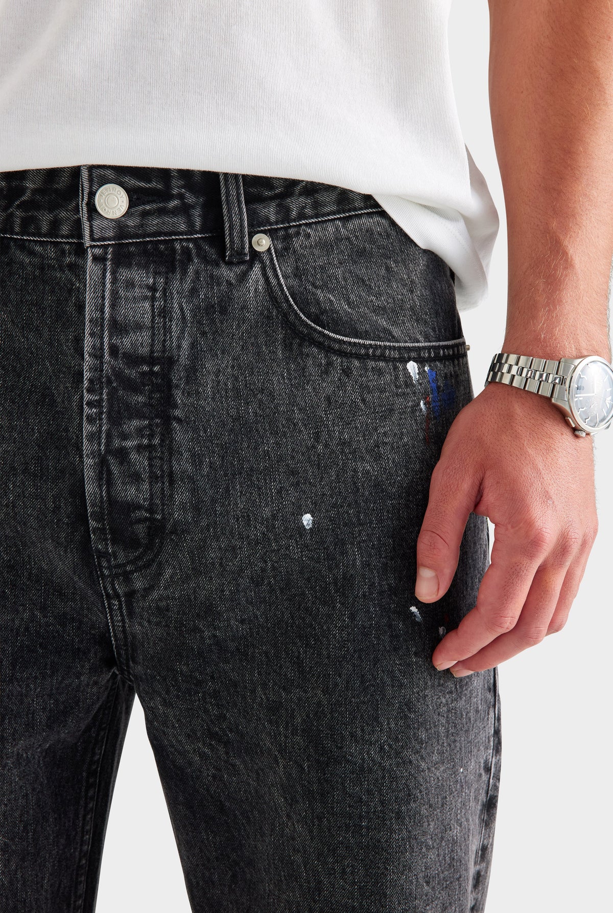 Straight Leg Denim Jean - Black Paint [[AU_MEDIA:gid://shopify/MediaImage/27759819456599]]