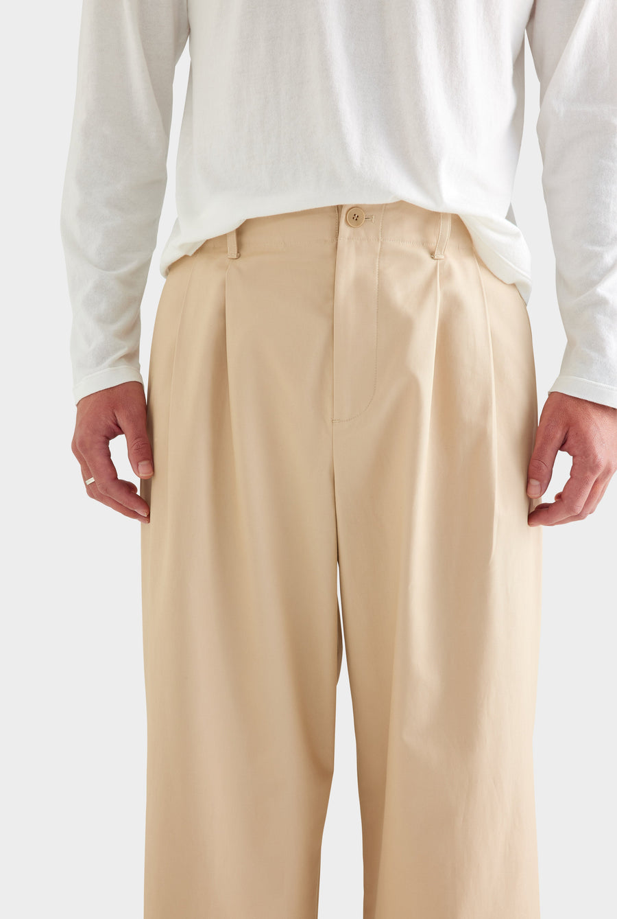 Cotton Twill Wide Leg Pant - Warm Stone [[AU_MEDIA:gid://shopify/MediaImage/27759825715287]]