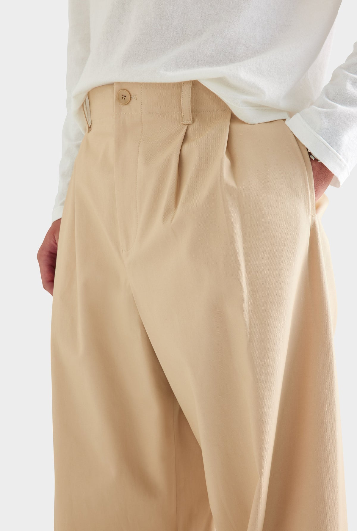 Cotton Twill Wide Leg Pant - Warm Stone [[AU_MEDIA:gid://shopify/MediaImage/27759825911895]]