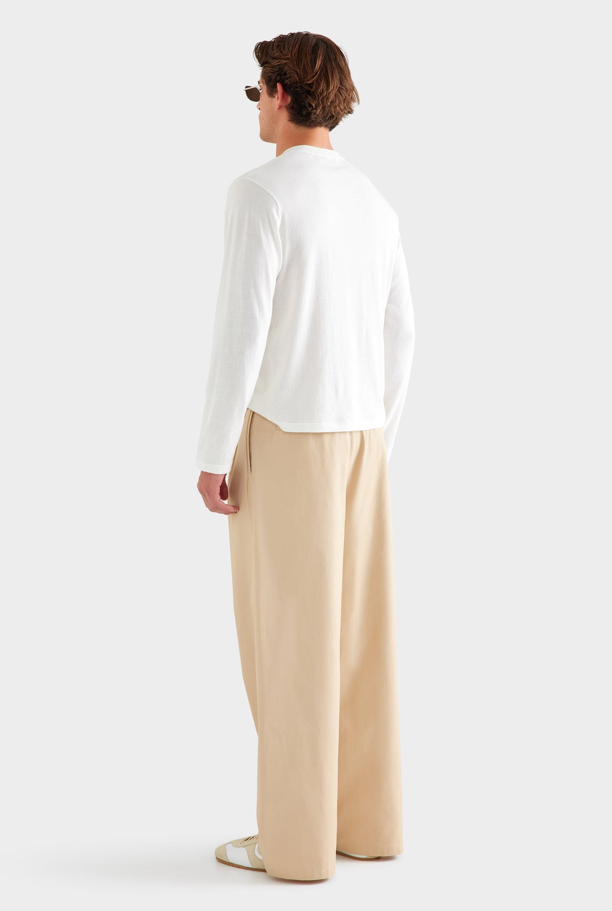 Cotton Twill Wide Leg Pant - Warm Stone [[AU_MEDIA:gid://shopify/MediaImage/27759823945815]]