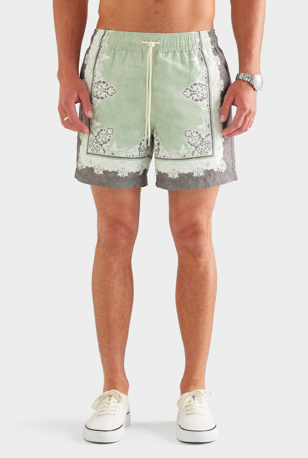 Printed Swim Short - Sage Tapestry [[AU_MEDIA:gid://shopify/MediaImage/27955552714839]]