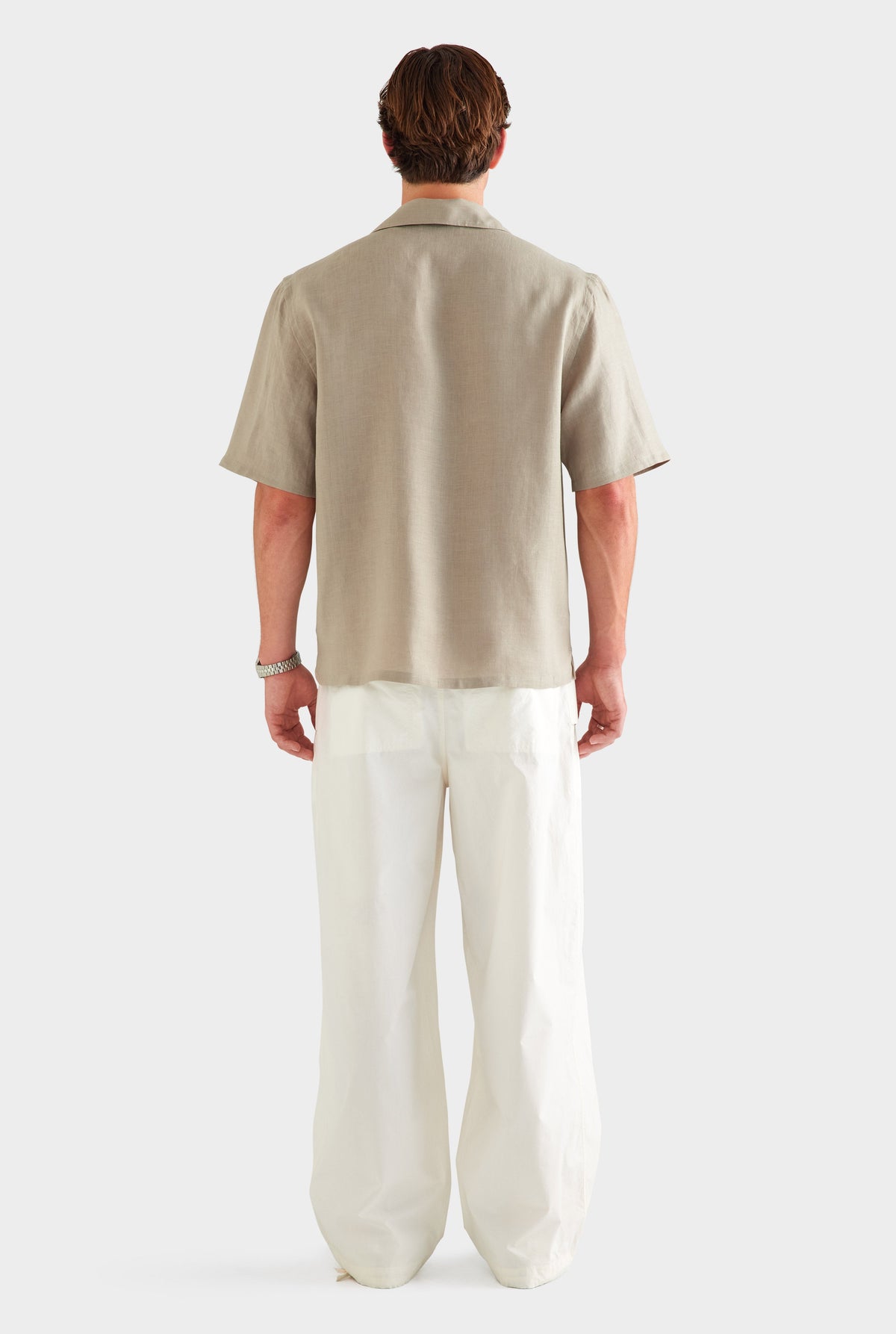 Linen Camp Collar Shirt - Olive Taupe [[AU_MEDIA:gid://shopify/MediaImage/27955557400663]]