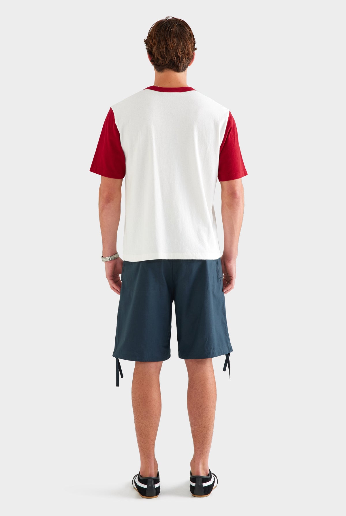 Contrast Cotton Linen Tee - White/Sangria [[AU_MEDIA:gid://shopify/MediaImage/27955581124695]]