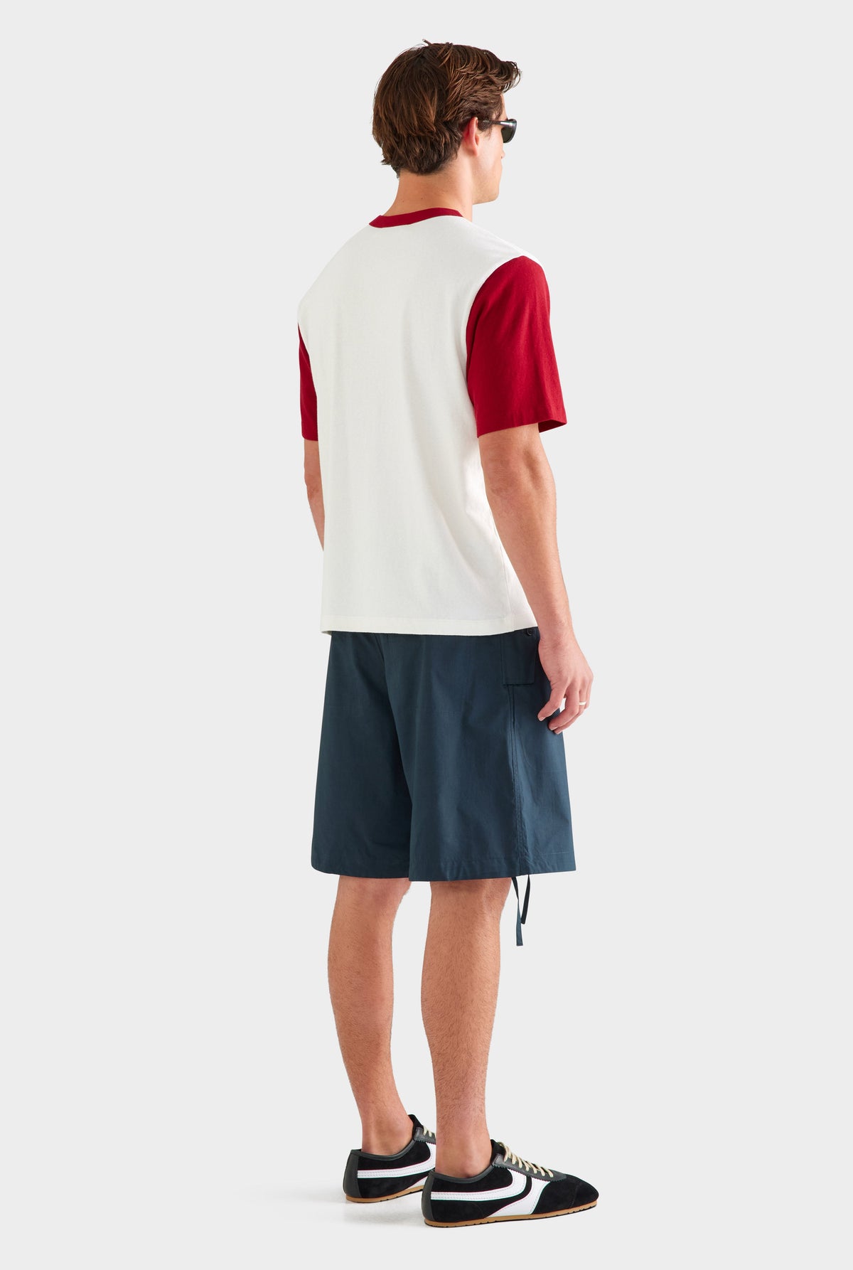 Contrast Cotton Linen Tee - White/Sangria [[AU_MEDIA:gid://shopify/MediaImage/27955581157463]]