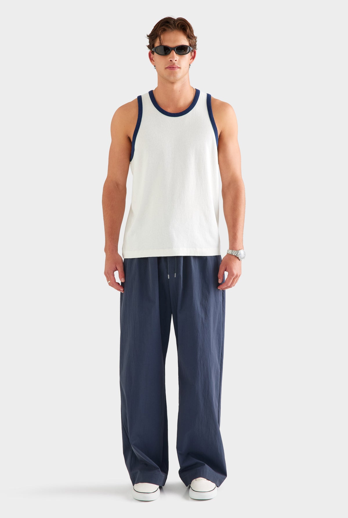 Contrast Cotton Linen Tank - White/Navy [[AU_MEDIA:gid://shopify/MediaImage/27955583516759]]
