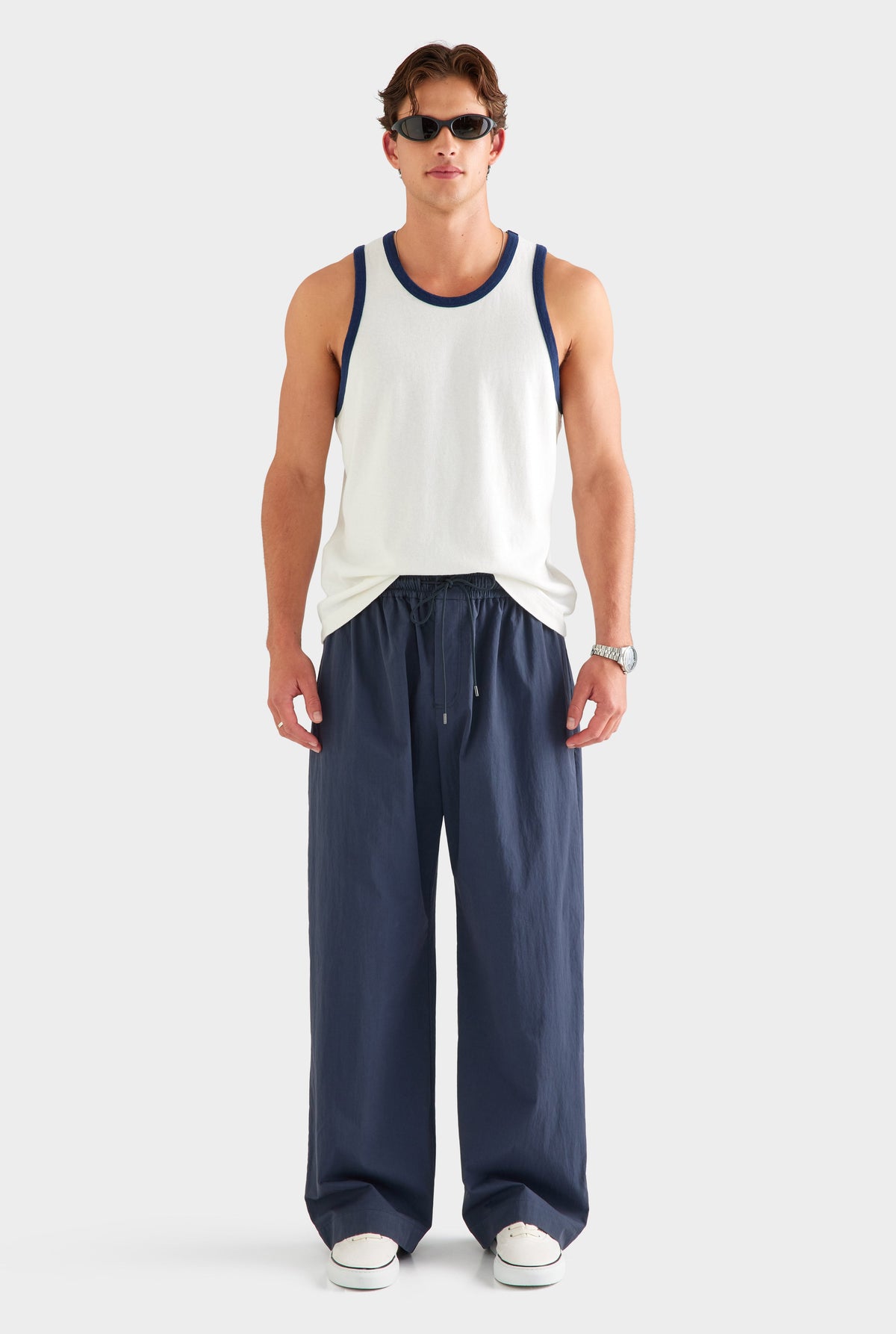 Cotton Twill Elasticated Baggy Pant - Navy [[AU_MEDIA:gid://shopify/MediaImage/27766056026199]]