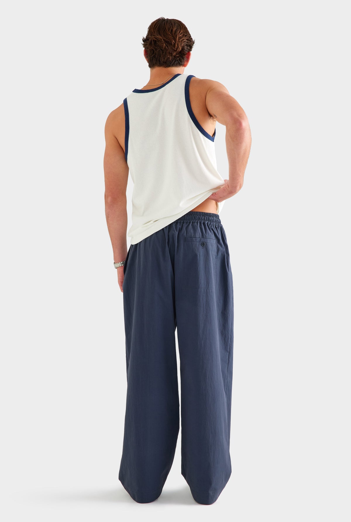 Cotton Twill Elasticated Baggy Pant - Navy [[AU_MEDIA:gid://shopify/MediaImage/27766055993431]]