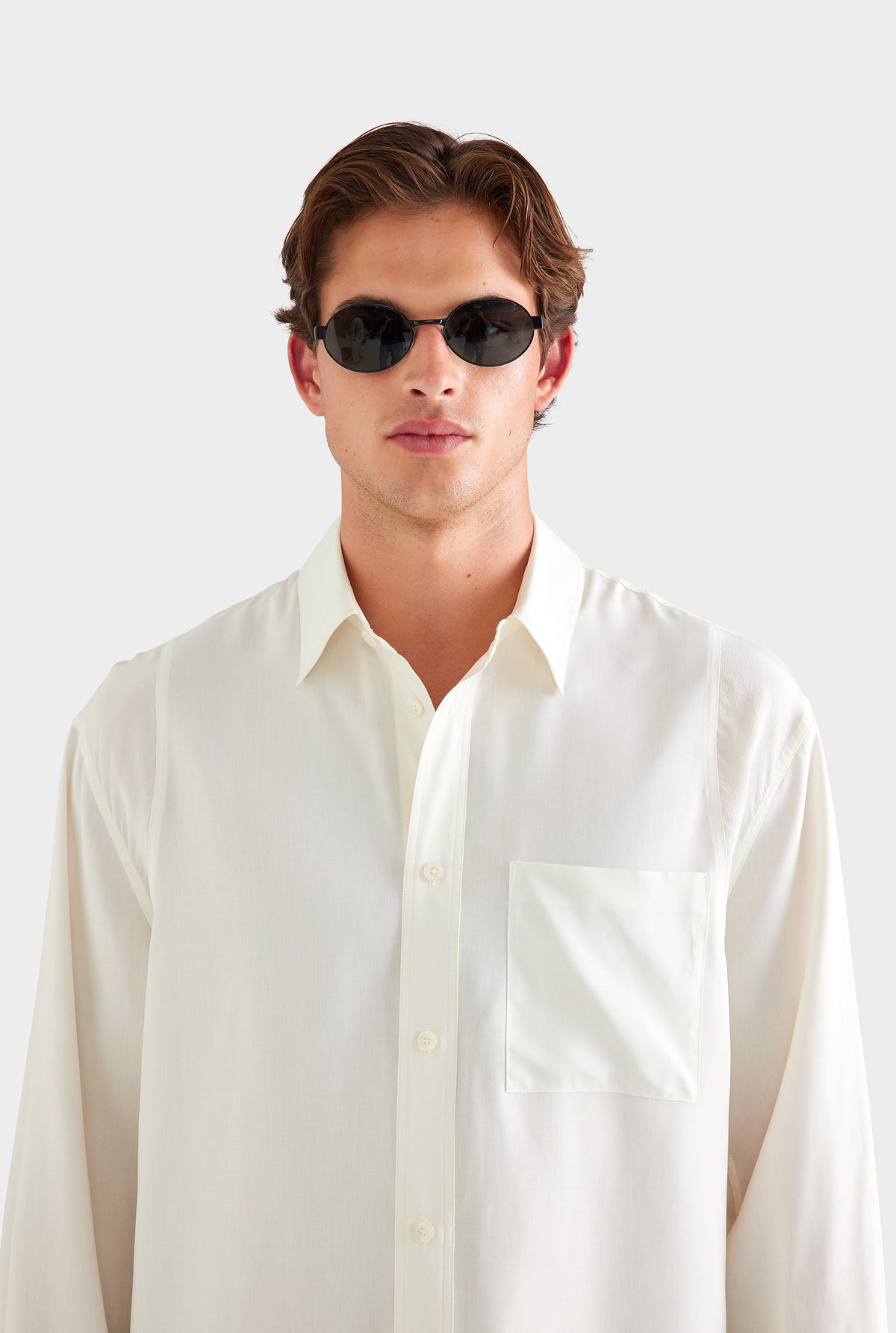 Long Sleeve Silk Panelled Shirt - Cream [[AU_MEDIA:gid://shopify/MediaImage/27955568705623]]