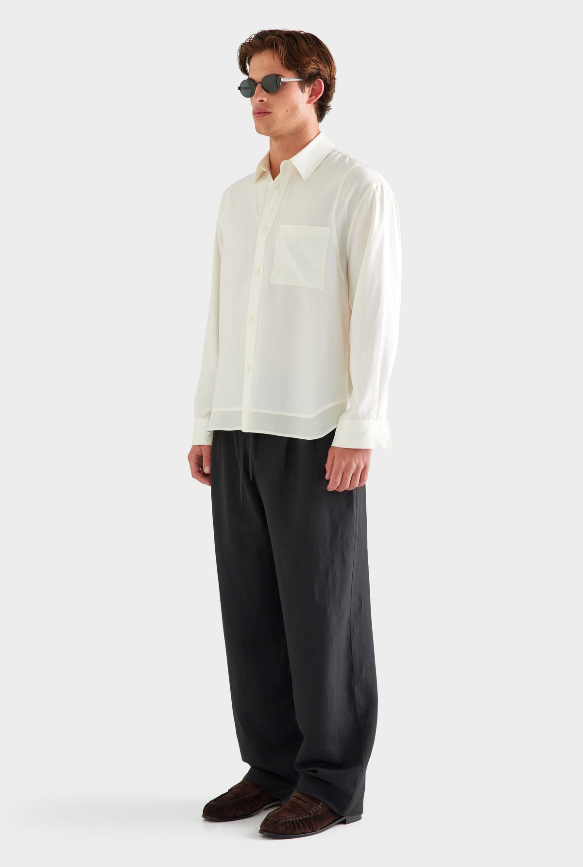 Long Sleeve Silk Panelled Shirt - Cream [[AU_MEDIA:gid://shopify/MediaImage/27955569131607]]