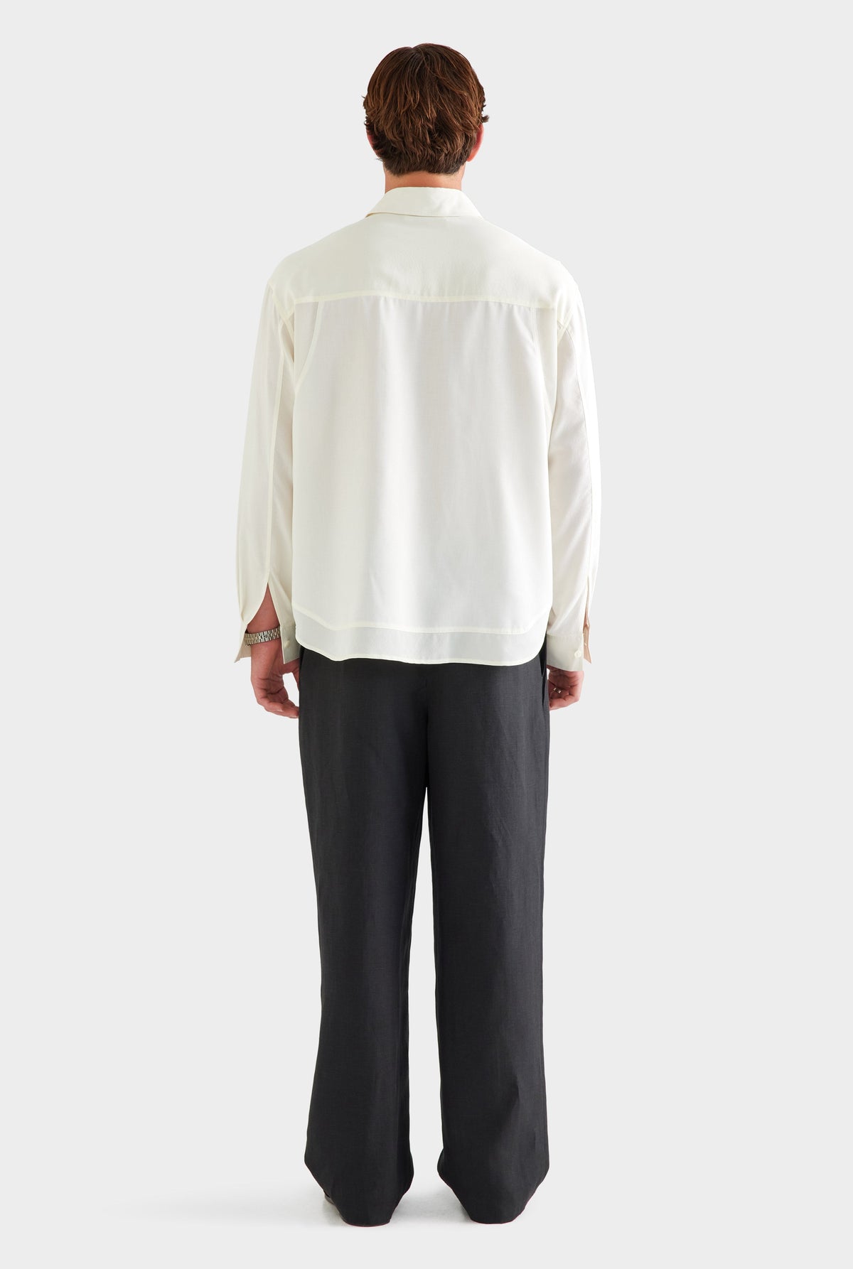 Long Sleeve Silk Panelled Shirt - Cream [[AU_MEDIA:gid://shopify/MediaImage/27955559989335]]