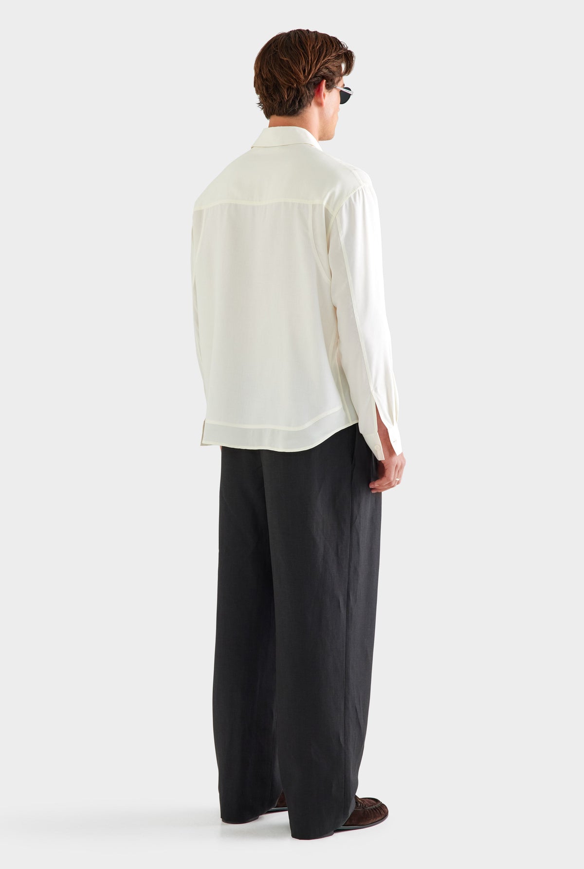 Long Sleeve Silk Panelled Shirt - Cream [[AU_MEDIA:gid://shopify/MediaImage/27955565723735]]
