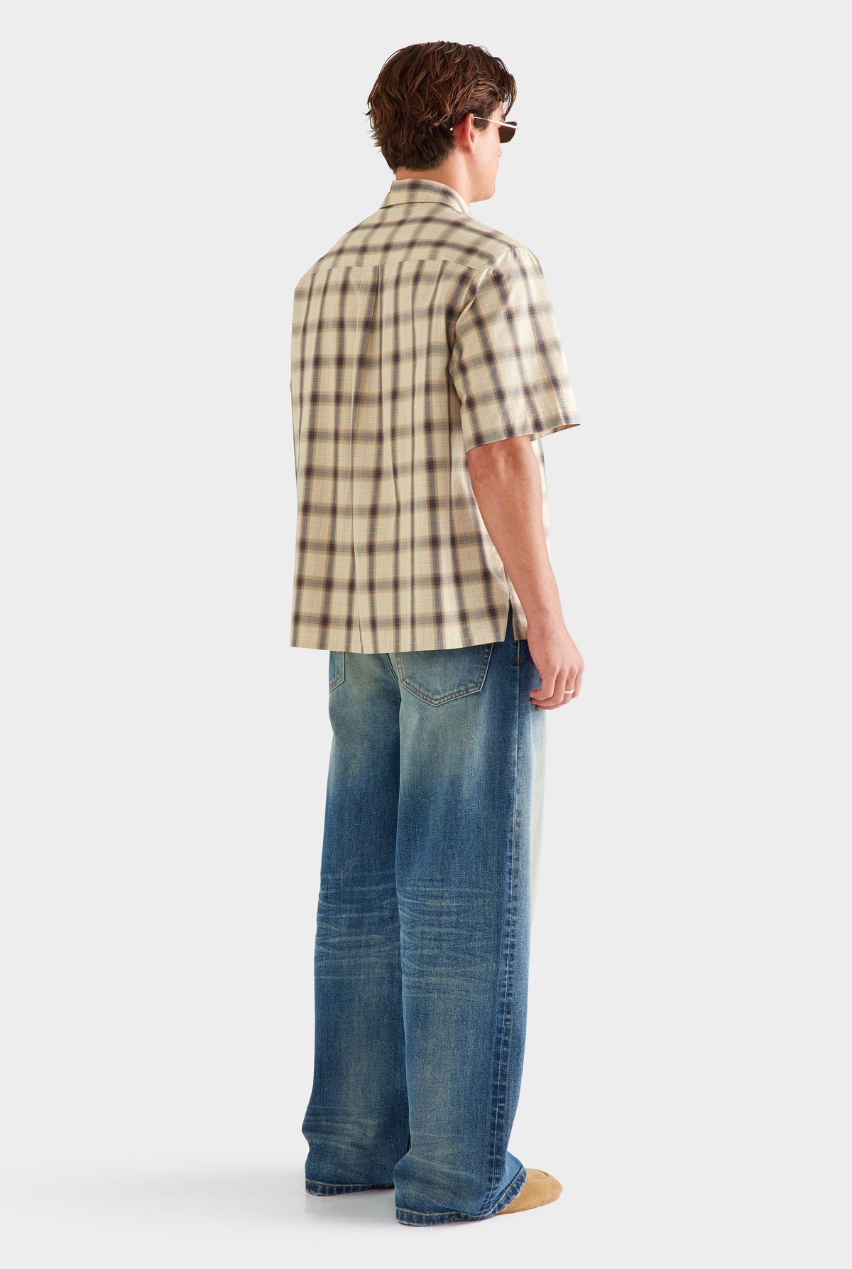 Oversized Check Short Sleeve Shirt - Beige Check [[AU_MEDIA:gid://shopify/MediaImage/27955569393751]]