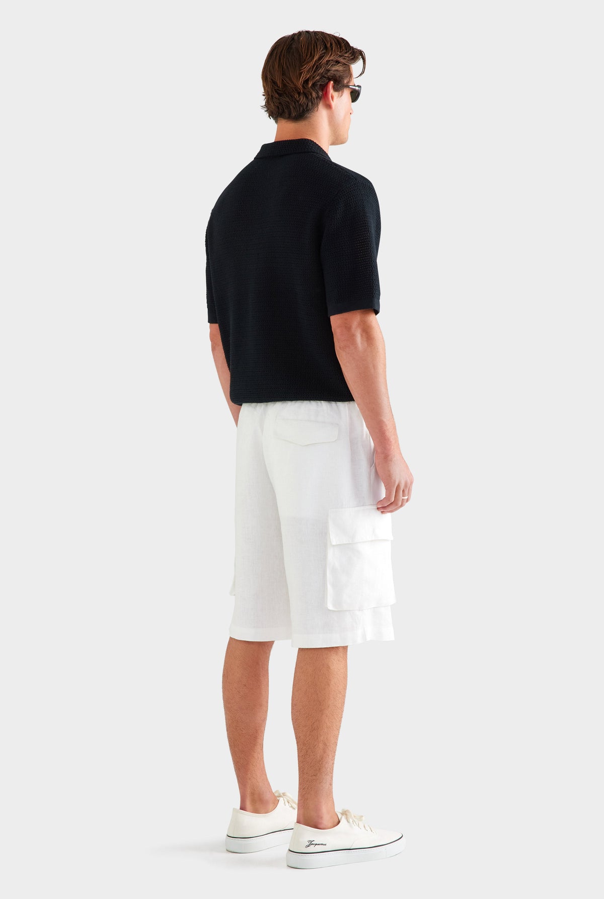 Relaxed Linen Cargo Short - White [[AU_MEDIA:gid://shopify/MediaImage/27957175713879]]