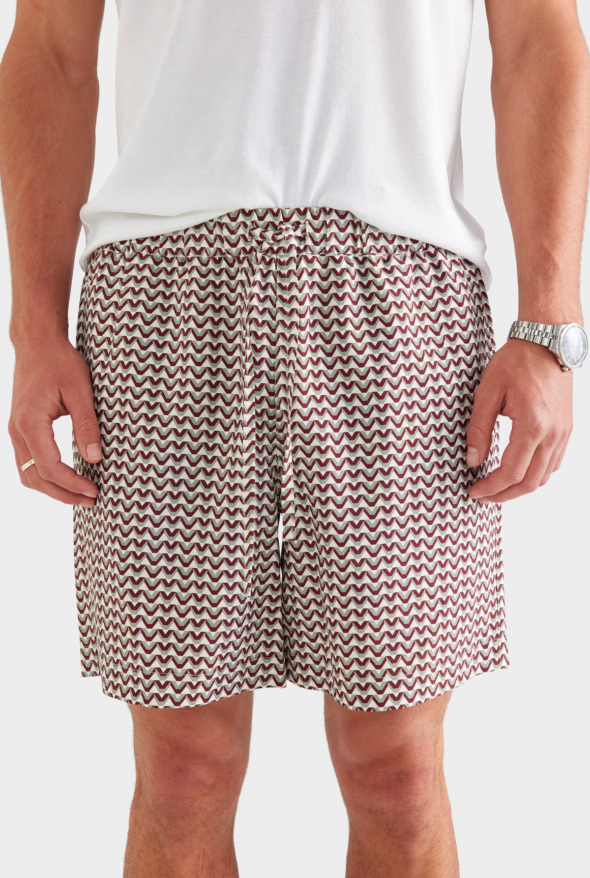 Relaxed Tencel Short - Red/Washed Grey/Cream V Monogram [[AU_MEDIA:gid://shopify/MediaImage/27957262975063]]