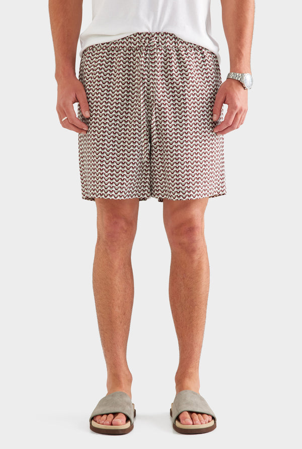 Relaxed Tencel Short - Red/Washed Grey/Cream V Monogram [[AU_MEDIA:gid://shopify/MediaImage/27957263794263]]