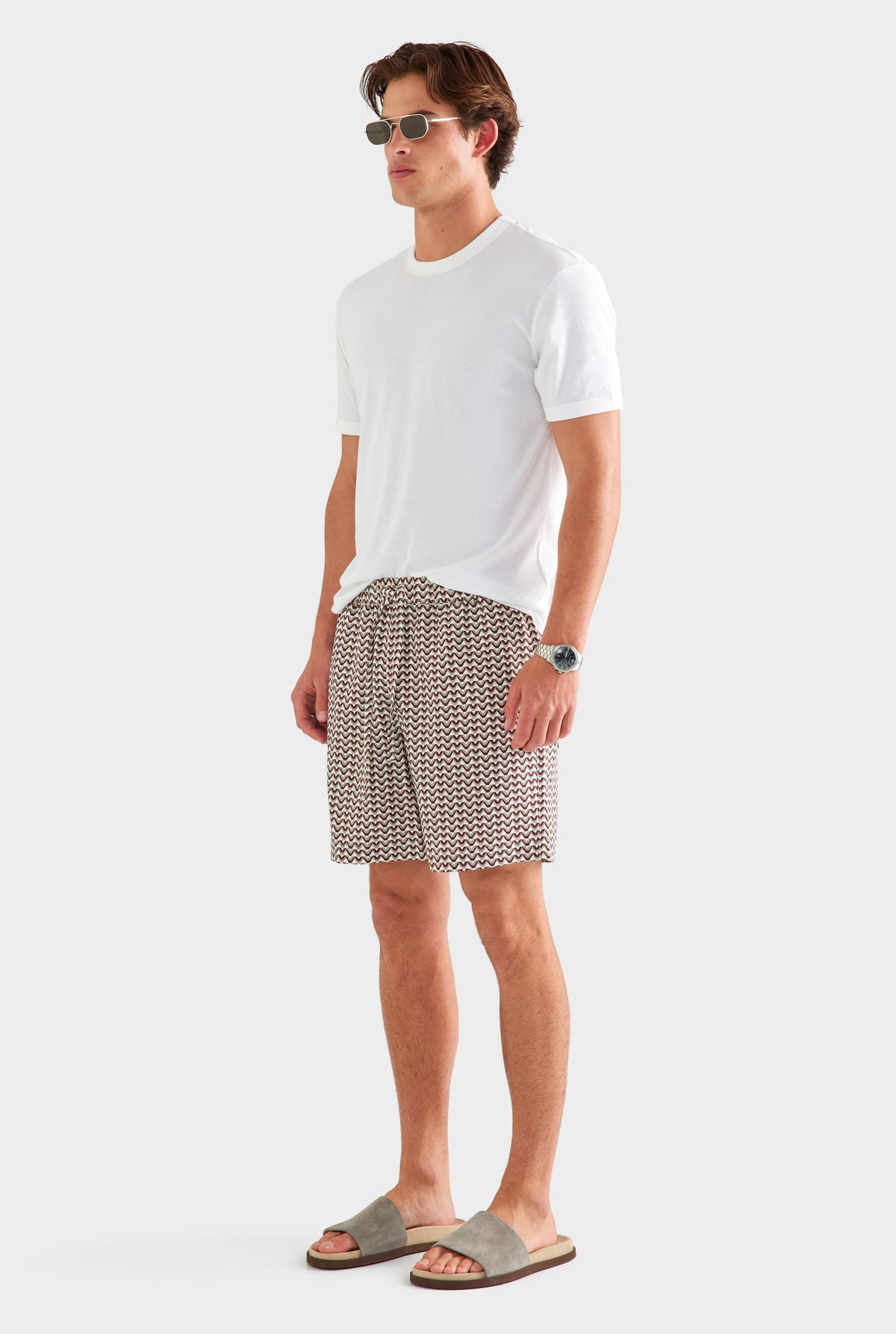 Relaxed Tencel Short - Red/Washed Grey/Cream V Monogram [[AU_MEDIA:gid://shopify/MediaImage/27957267398743]]