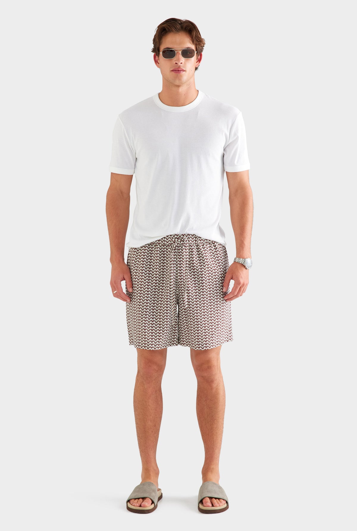 Relaxed Tencel Short - Red/Washed Grey/Cream V Monogram [[AU_MEDIA:gid://shopify/MediaImage/27957268316247]]